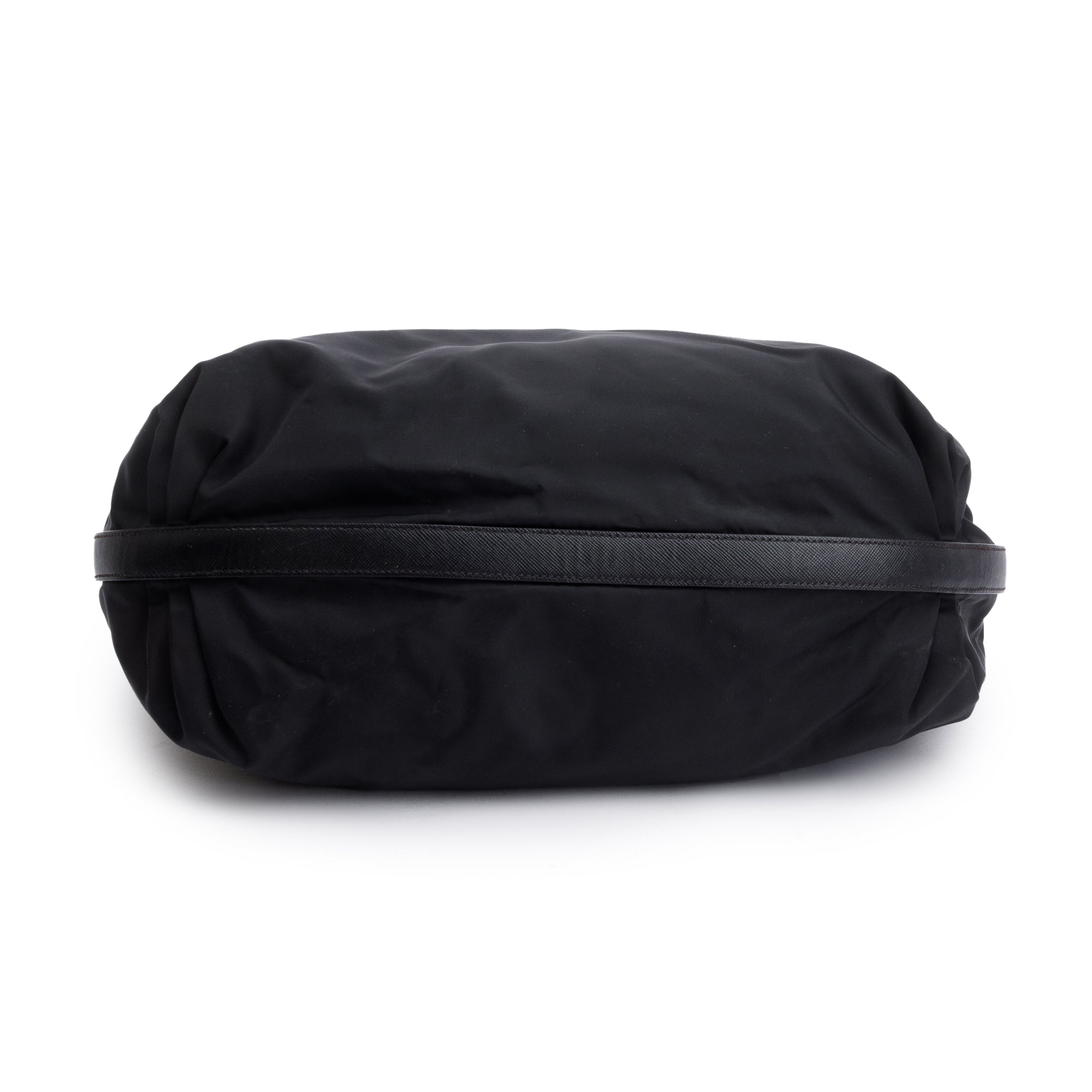 Prada Black Saffiano Leather-Trimmed Tessuto Nylon Hobo Bag