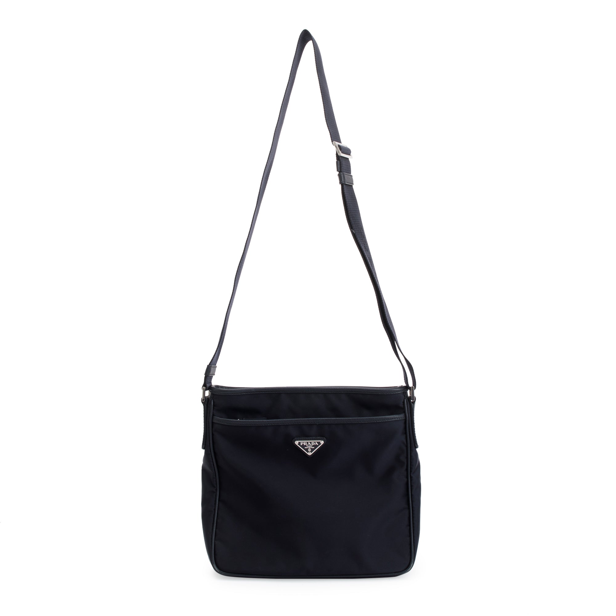 Prada Black Saffiano Leather-Trimmed Tessuto Nylon Messenger Bag