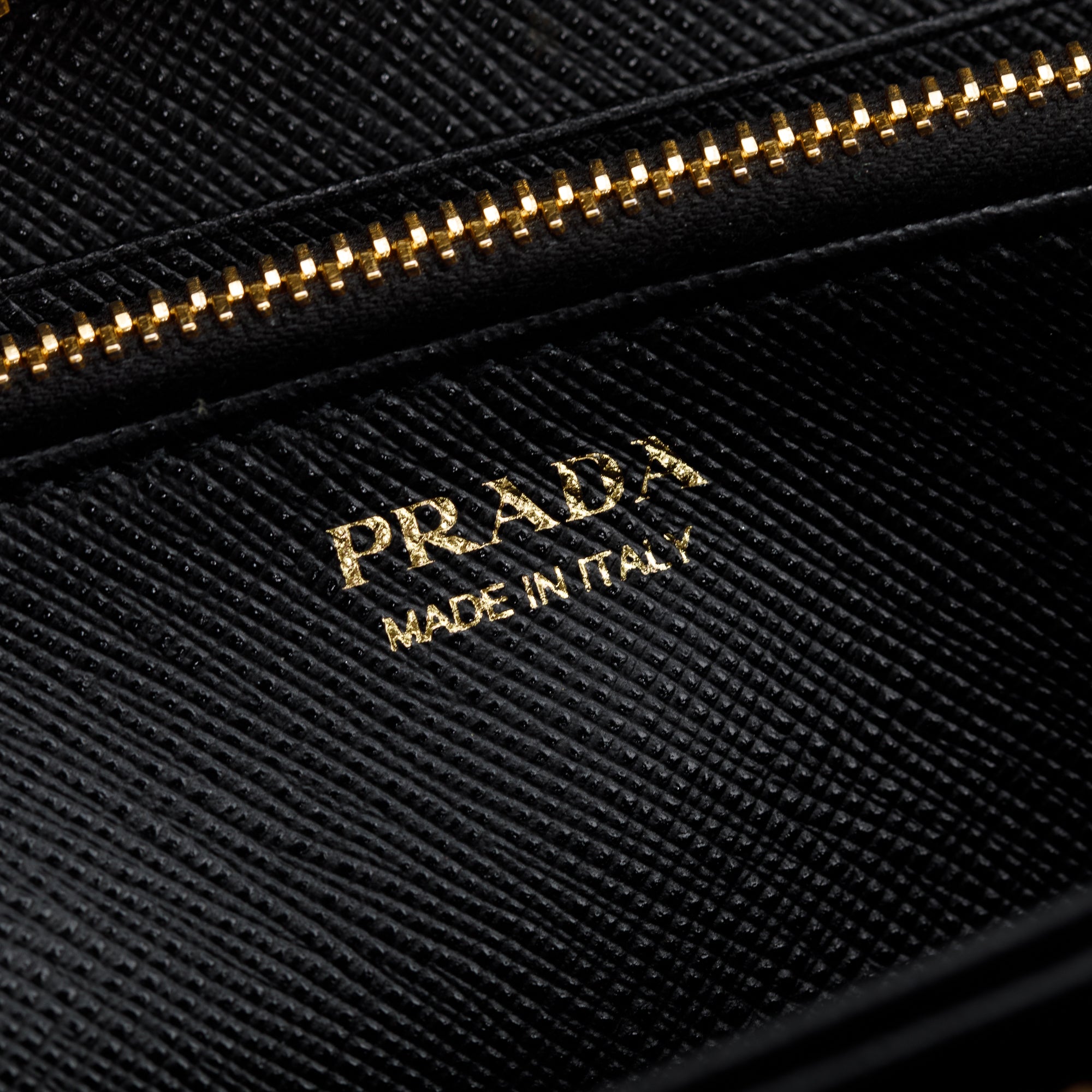 Prada Black Saffiano Leather Zip Around Wallet