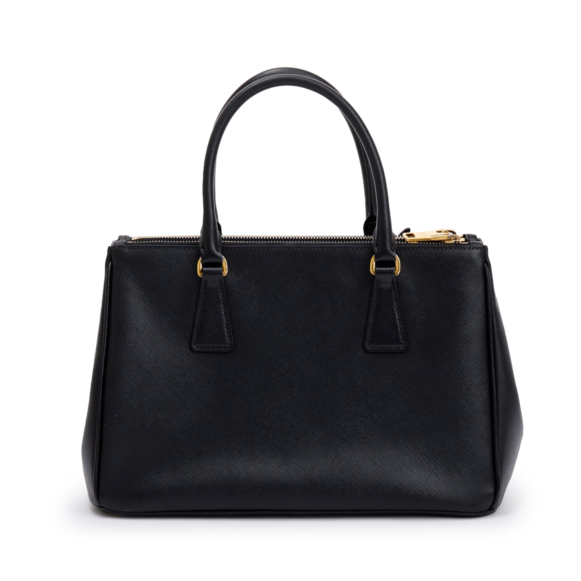 Prada Black Saffiano Lux Medium Double Zip Galleria Tote