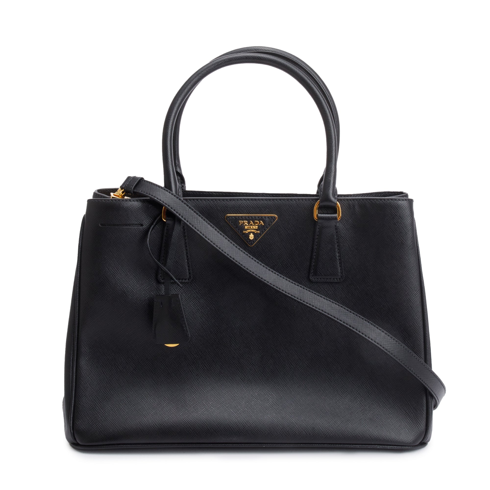 Prada Black Saffiano Lux Medium Galleria Tote w/ Strap
