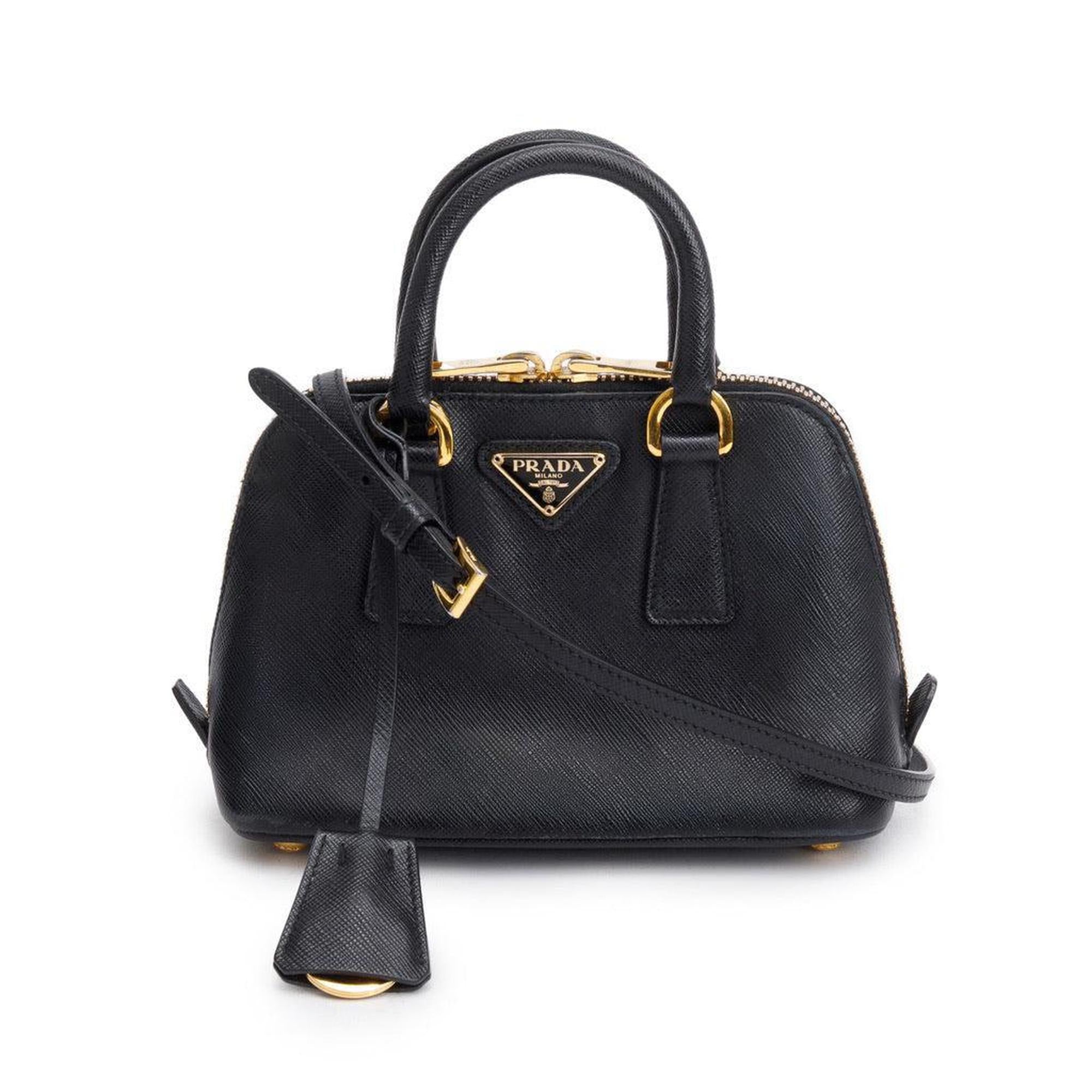 Prada Black Saffiano Lux Mini Promenade Tote w/ Strap