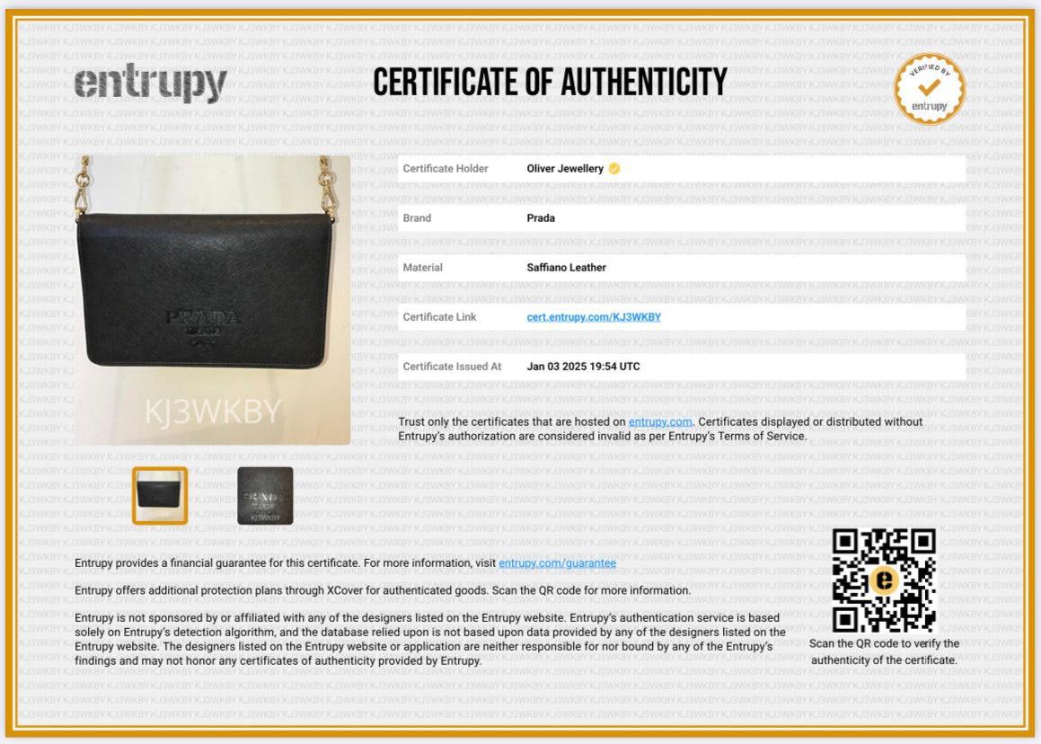 Prada Black Saffiano Lux Monochrome Wallet on Chain