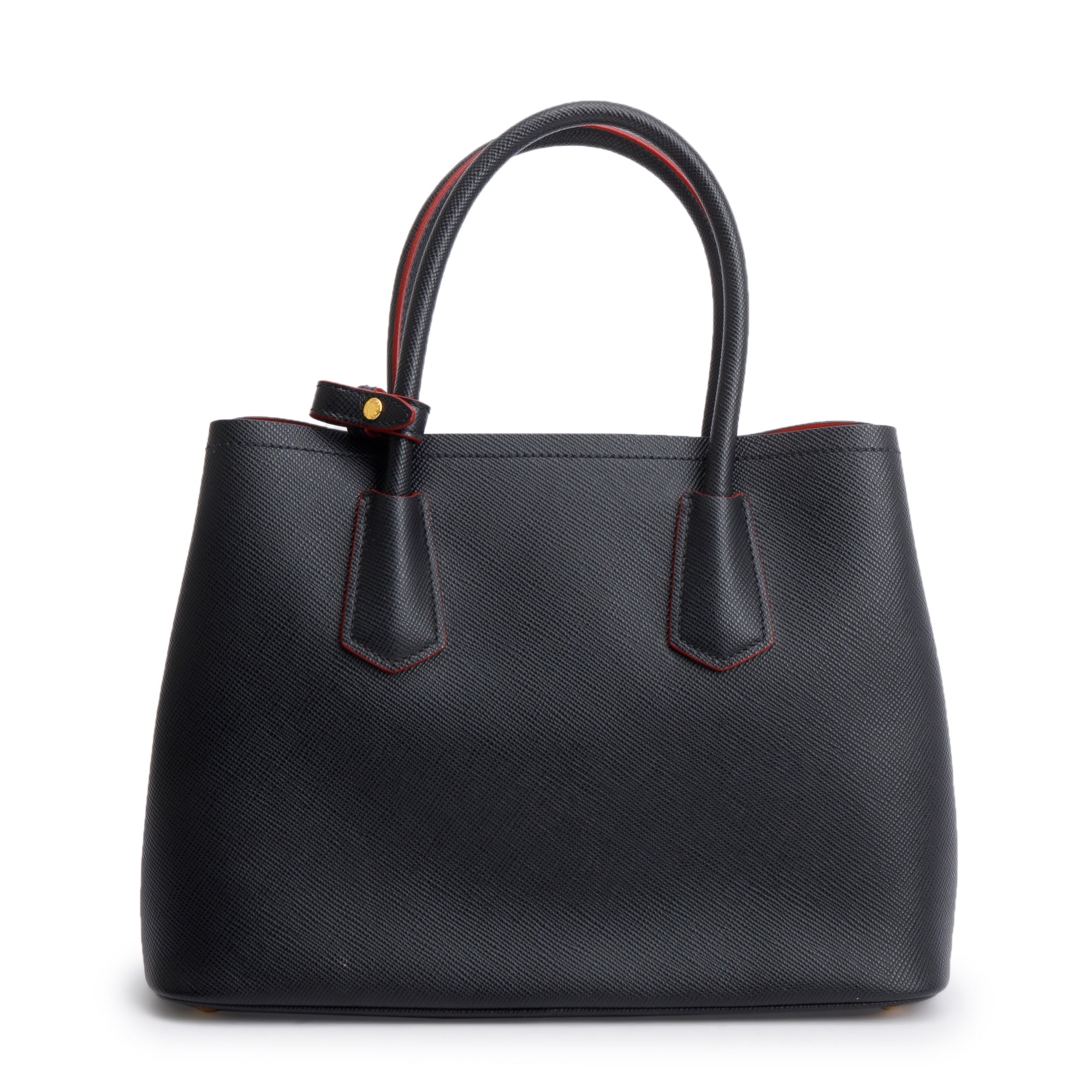 Prada Black Saffiano Lux Small Cuir Double Tote w/ Strap & Authenticity Card