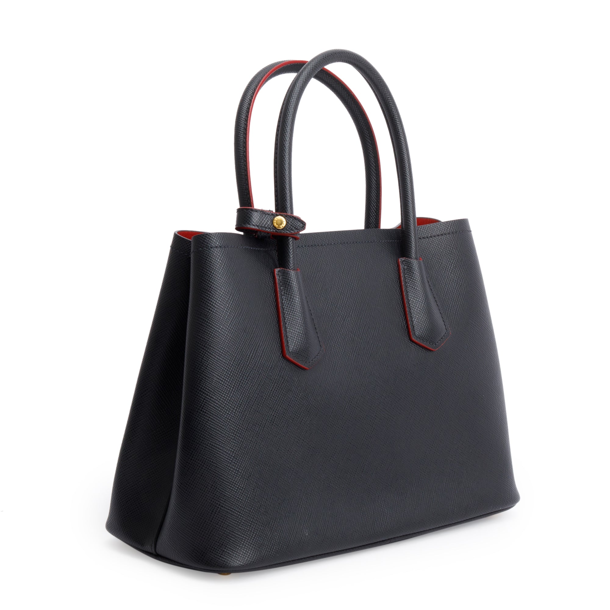 Prada Black Saffiano Lux Small Cuir Double Tote w/ Strap & Authenticity Card