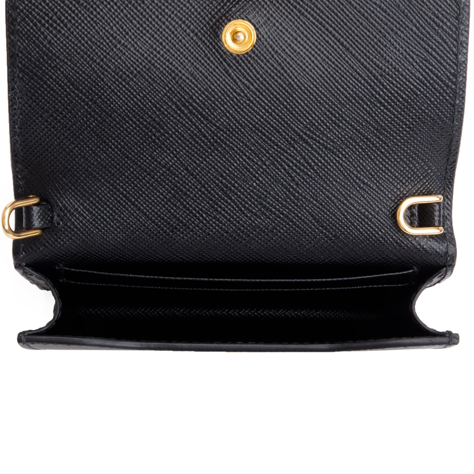 Prada Black Saffiano Metal Card Holder on Chain