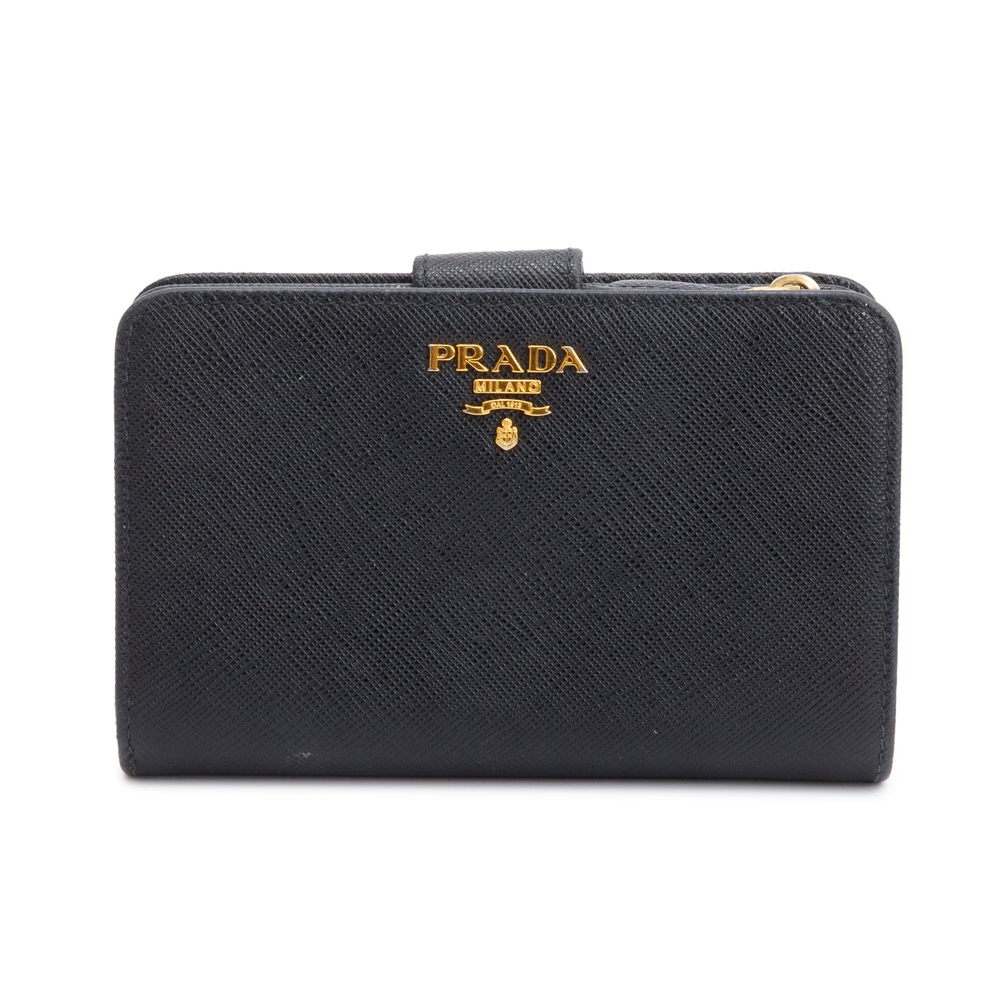 Prada Black Saffiano Metal Compact Wallet