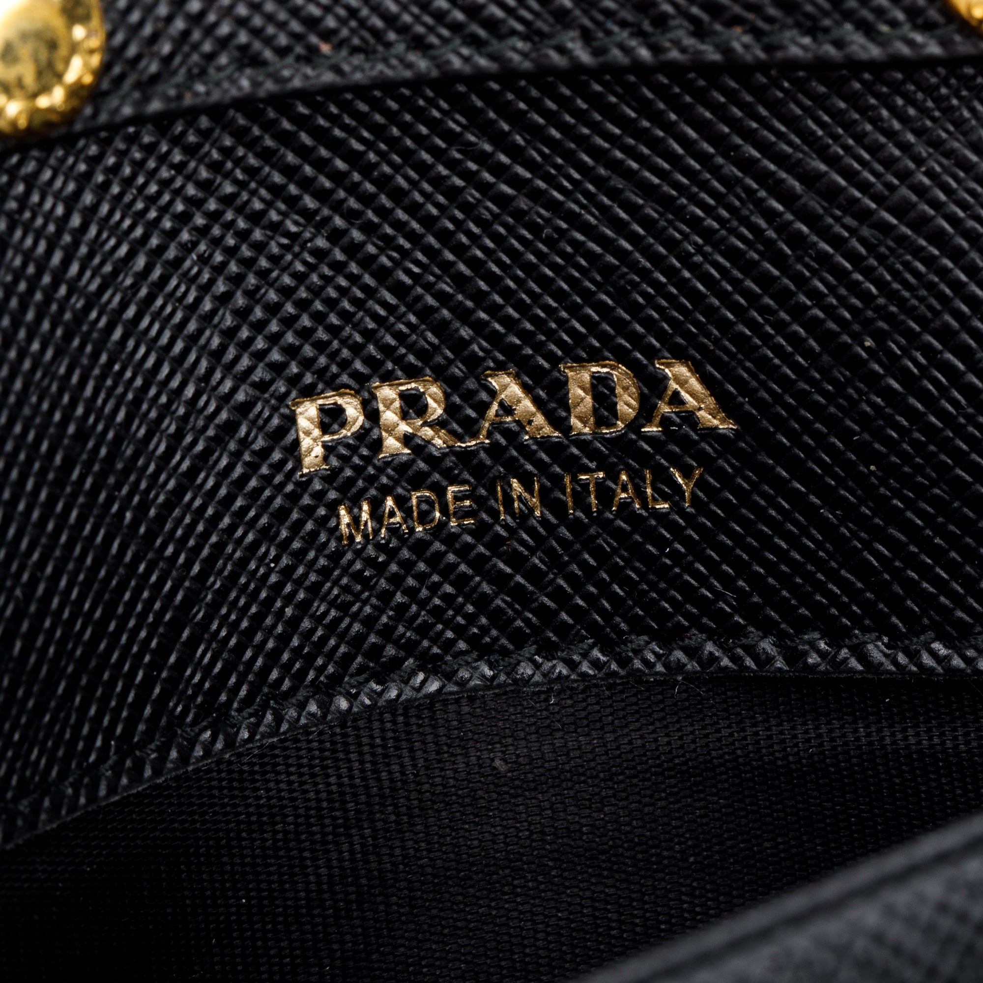 Prada Black Saffiano Metal Continental Wallet on Chain w/ Box & Authenticity Card
