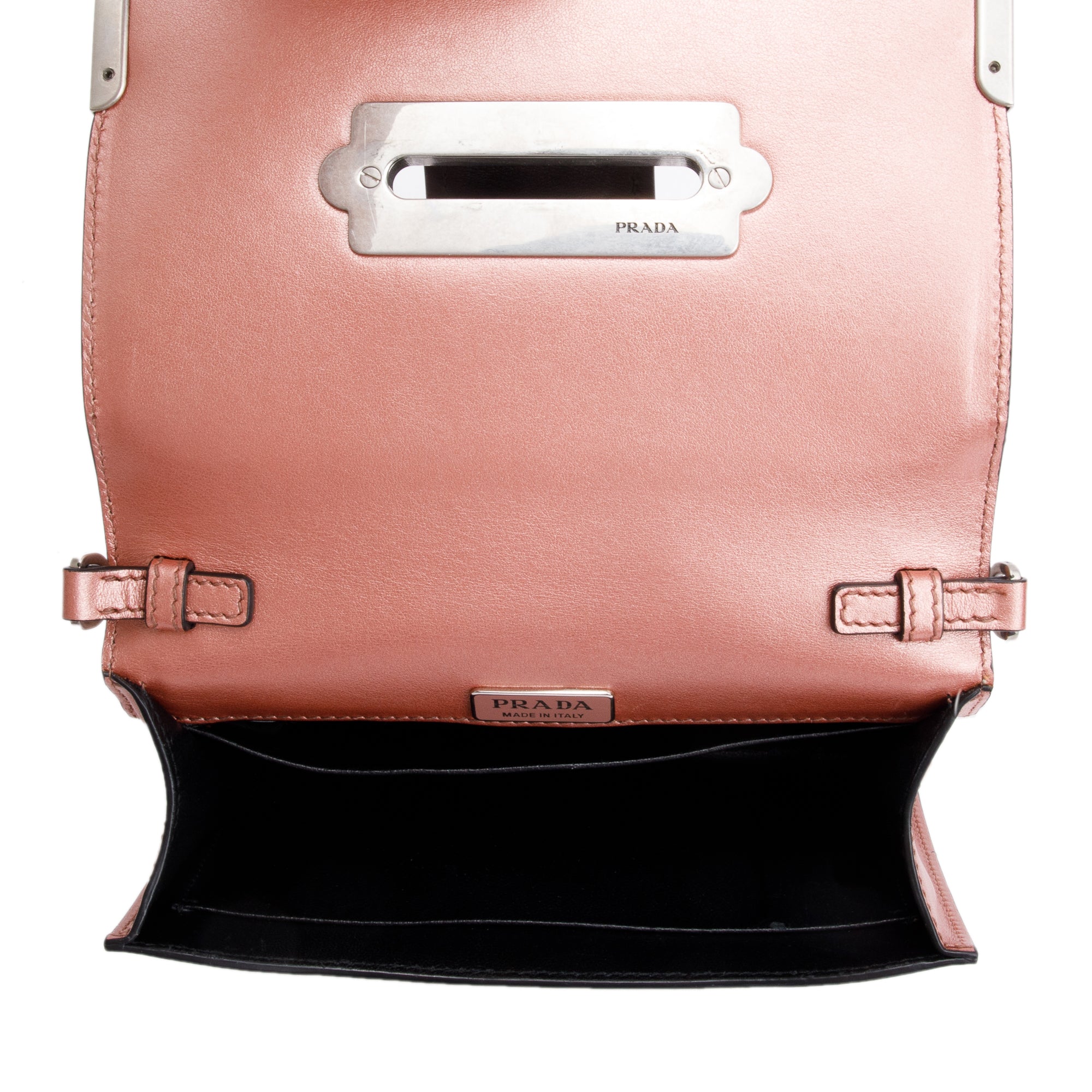 Prada Black Saffiano Pink Calf Cahier Bag