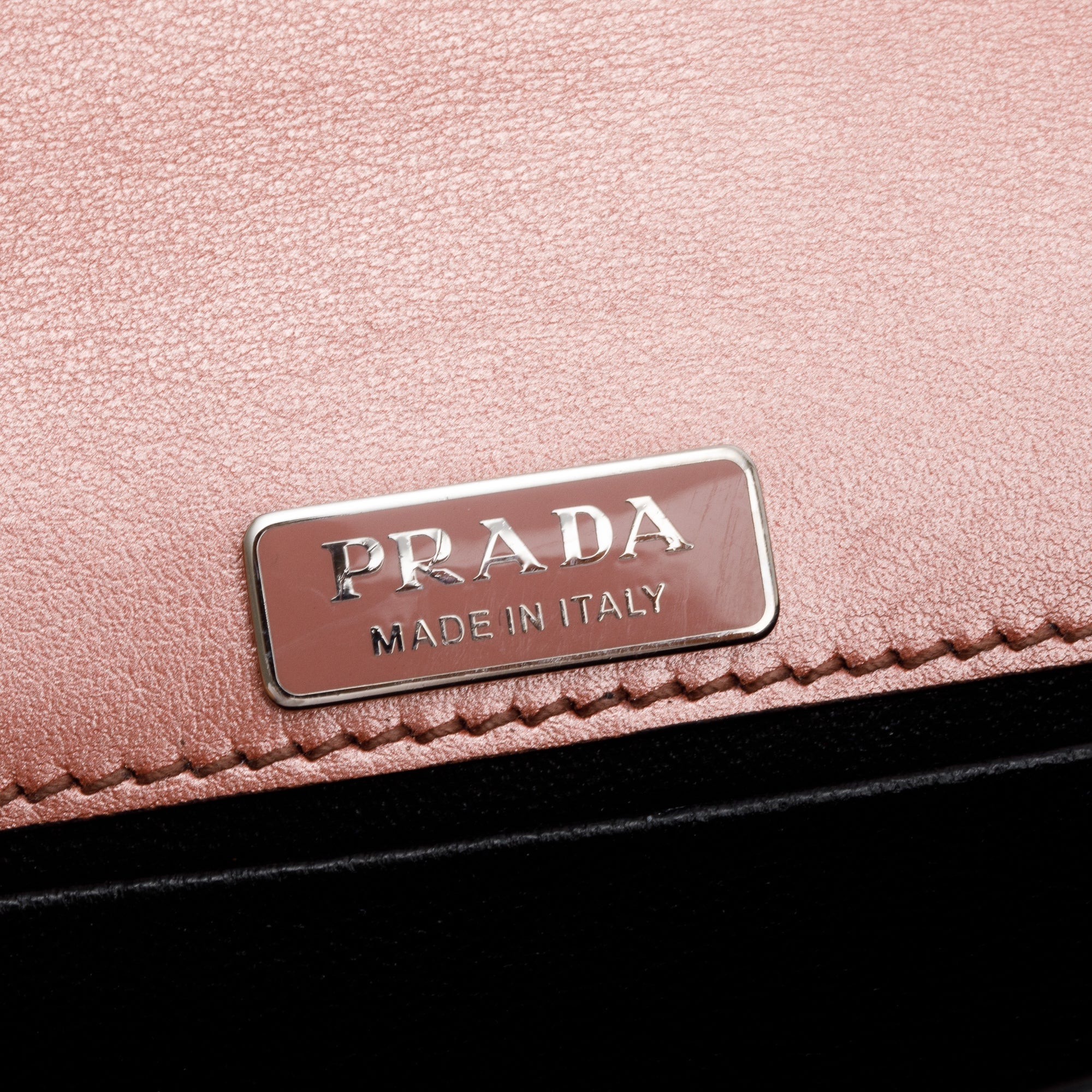 Prada Black Saffiano Pink Calf Cahier Bag