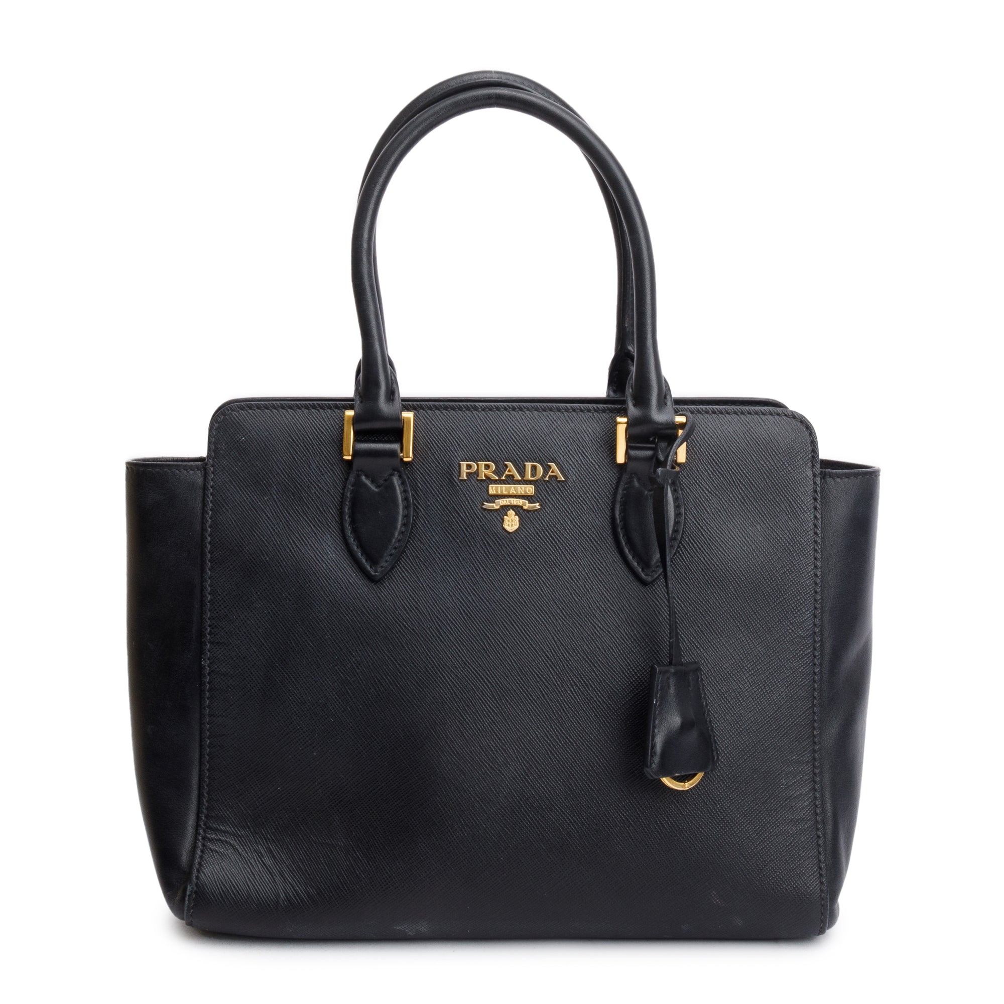 Prada Black Saffiano Soft Calf Leather Tote w/ Strap