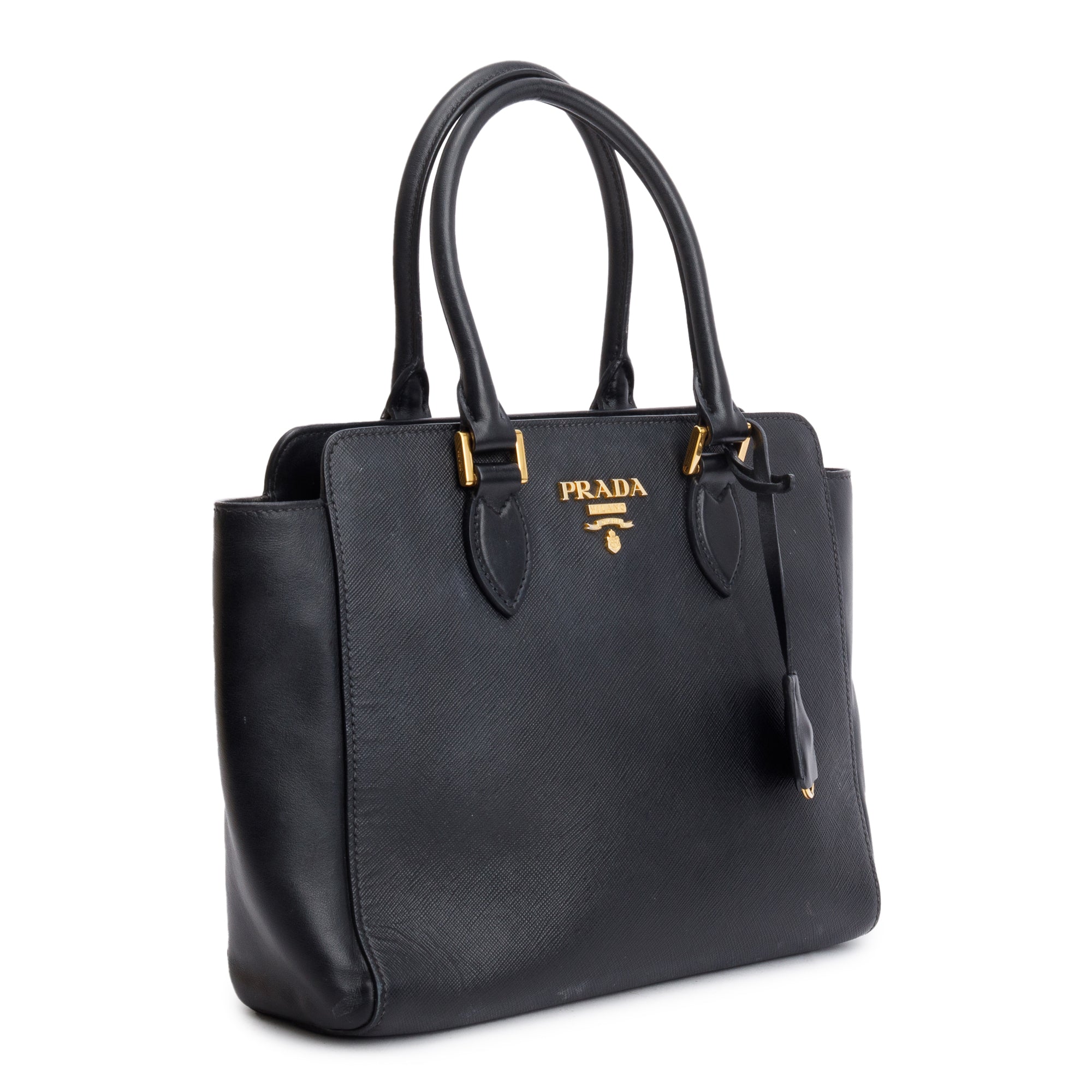 Prada Black Saffiano Soft Calf Leather Tote w/ Strap