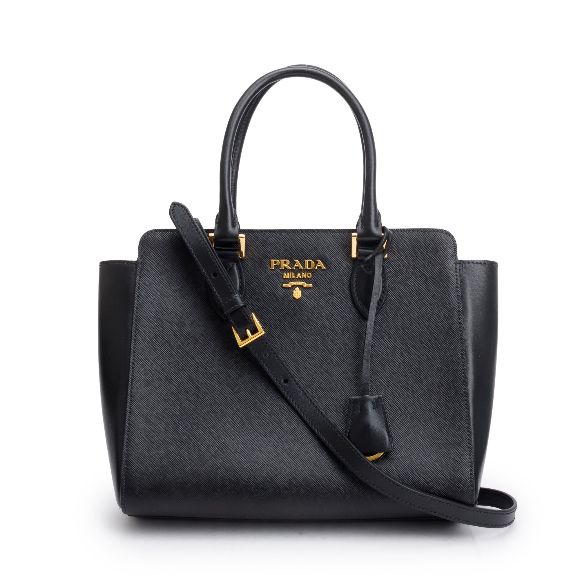 Prada Black Saffiano Soft Calf Leather Tote w/ Strap