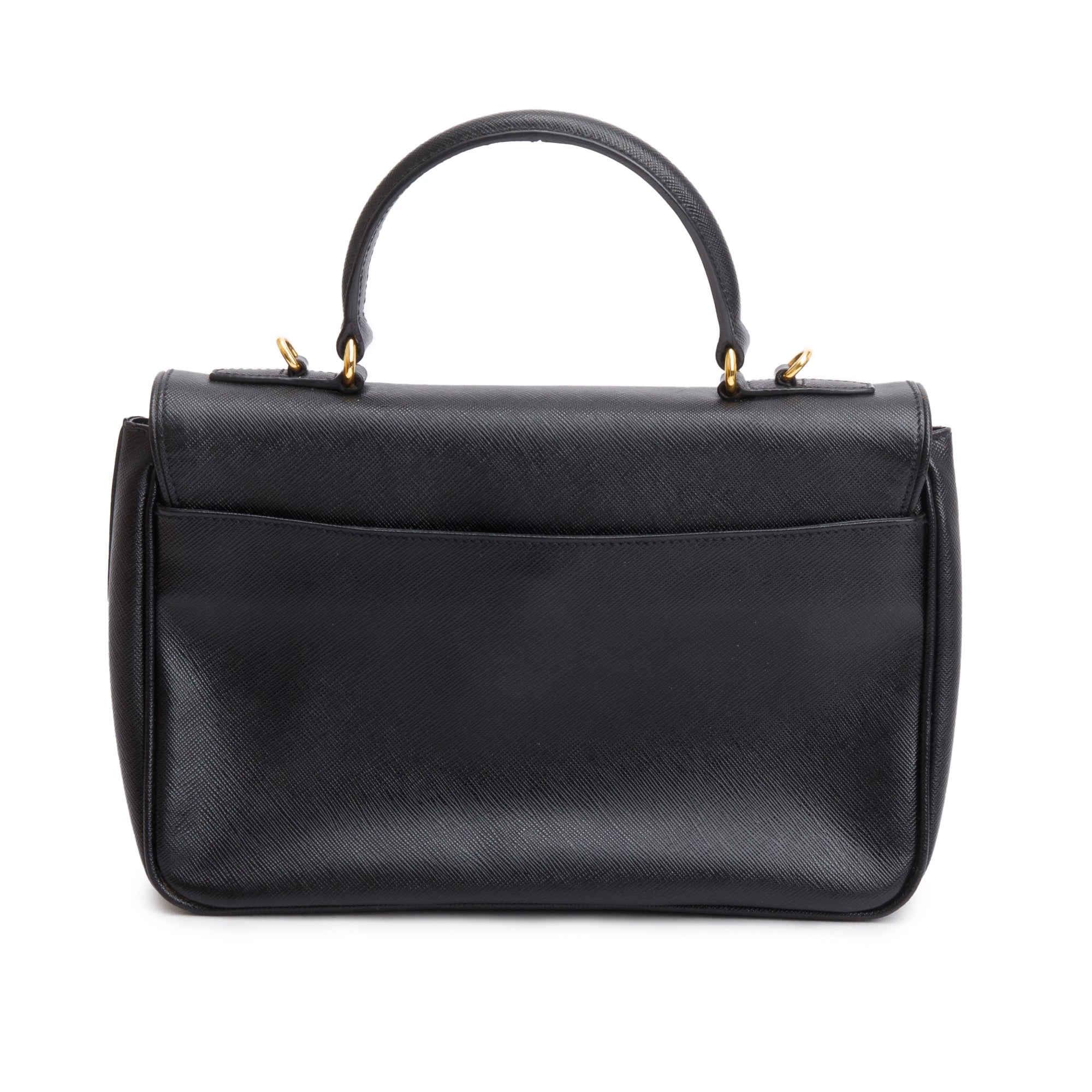 Prada Black Saffiano Top55 Handle Tote w/ Strap