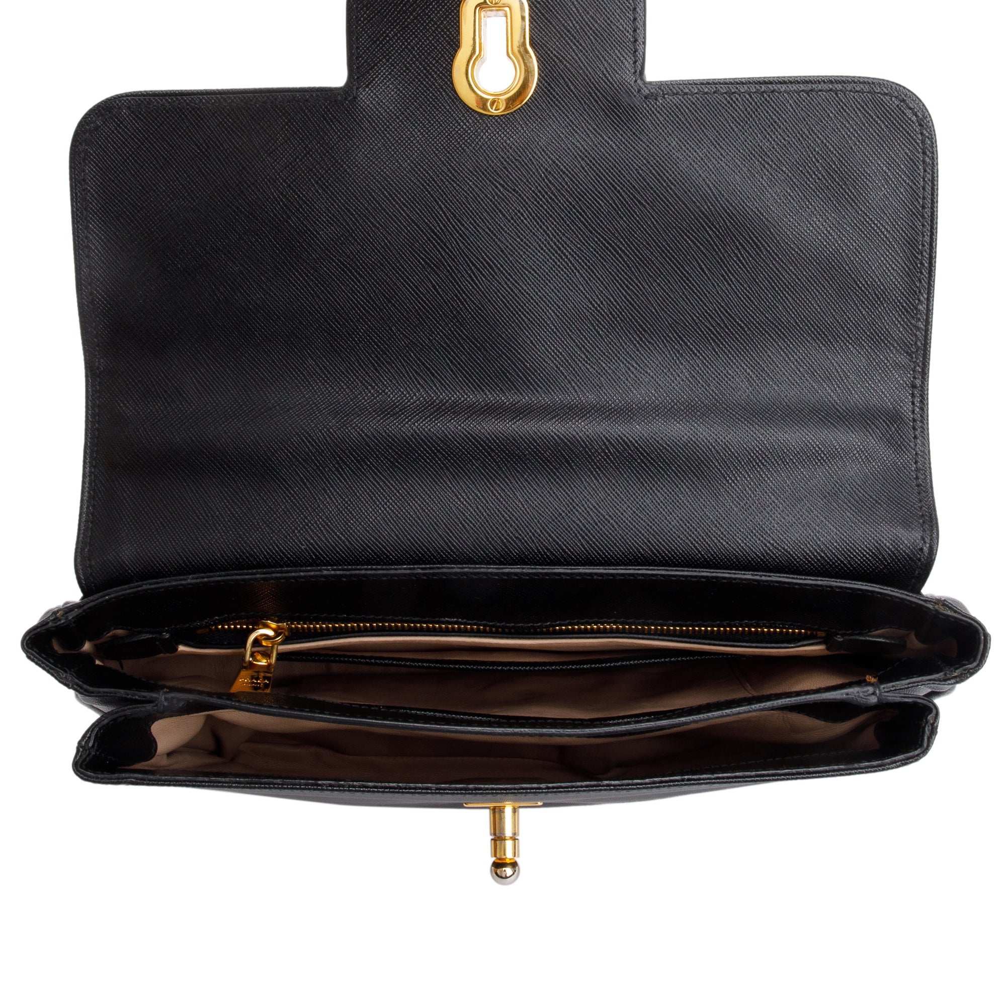 Prada Black Saffiano Top55 Handle Tote w/ Strap