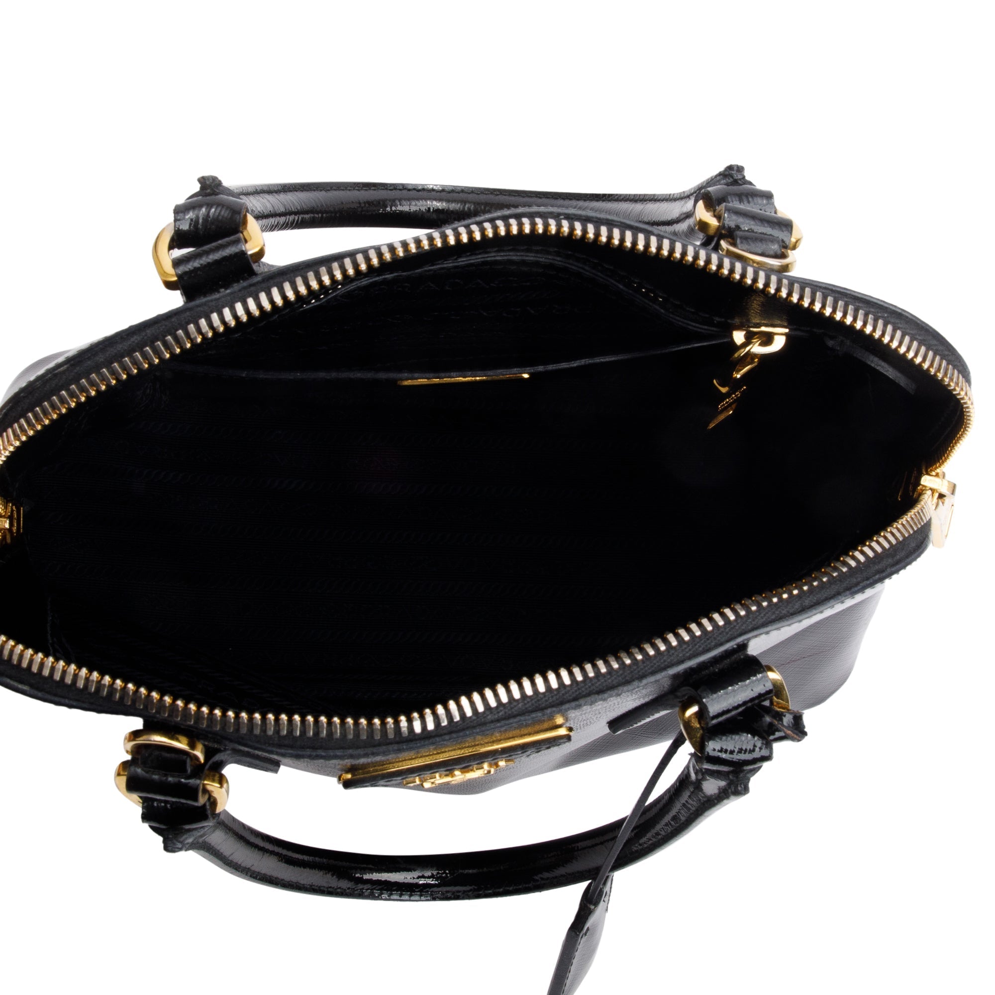 Prada Black Saffiano Vernice Small Promenade Tote