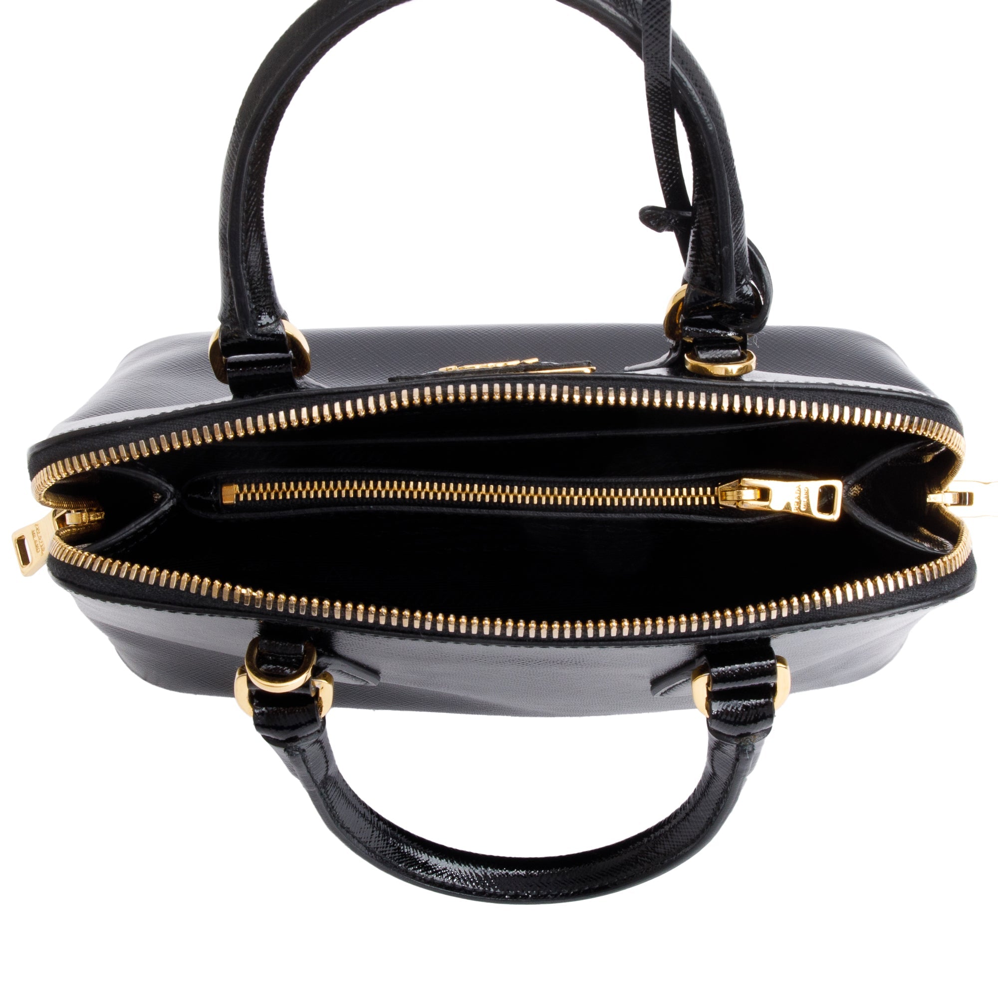 Prada Black Saffiano Vernice Small Promenade Tote w/ Strap & Authenticity Card