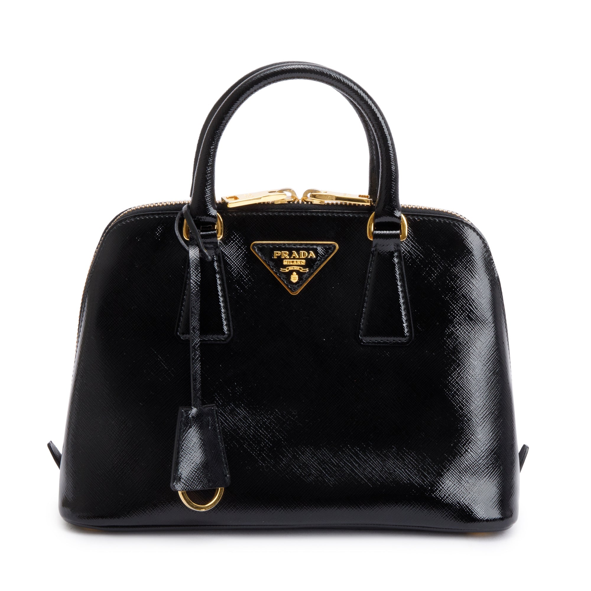 Prada Black Saffiano Vernice Small Promenade Tote w/ Strap & Authenticity Card