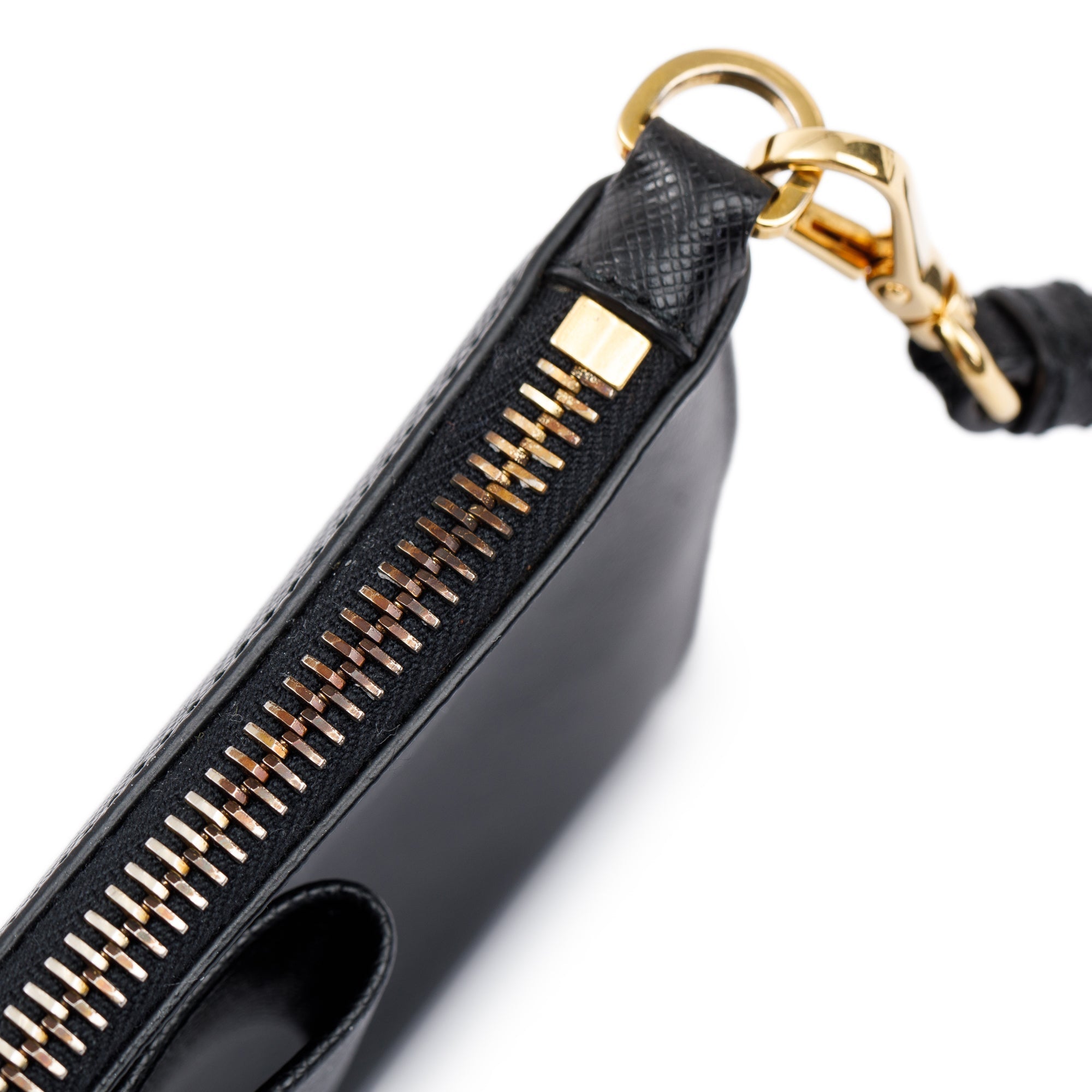 Prada Black Saffiano Wristlet Clutch w/ Box