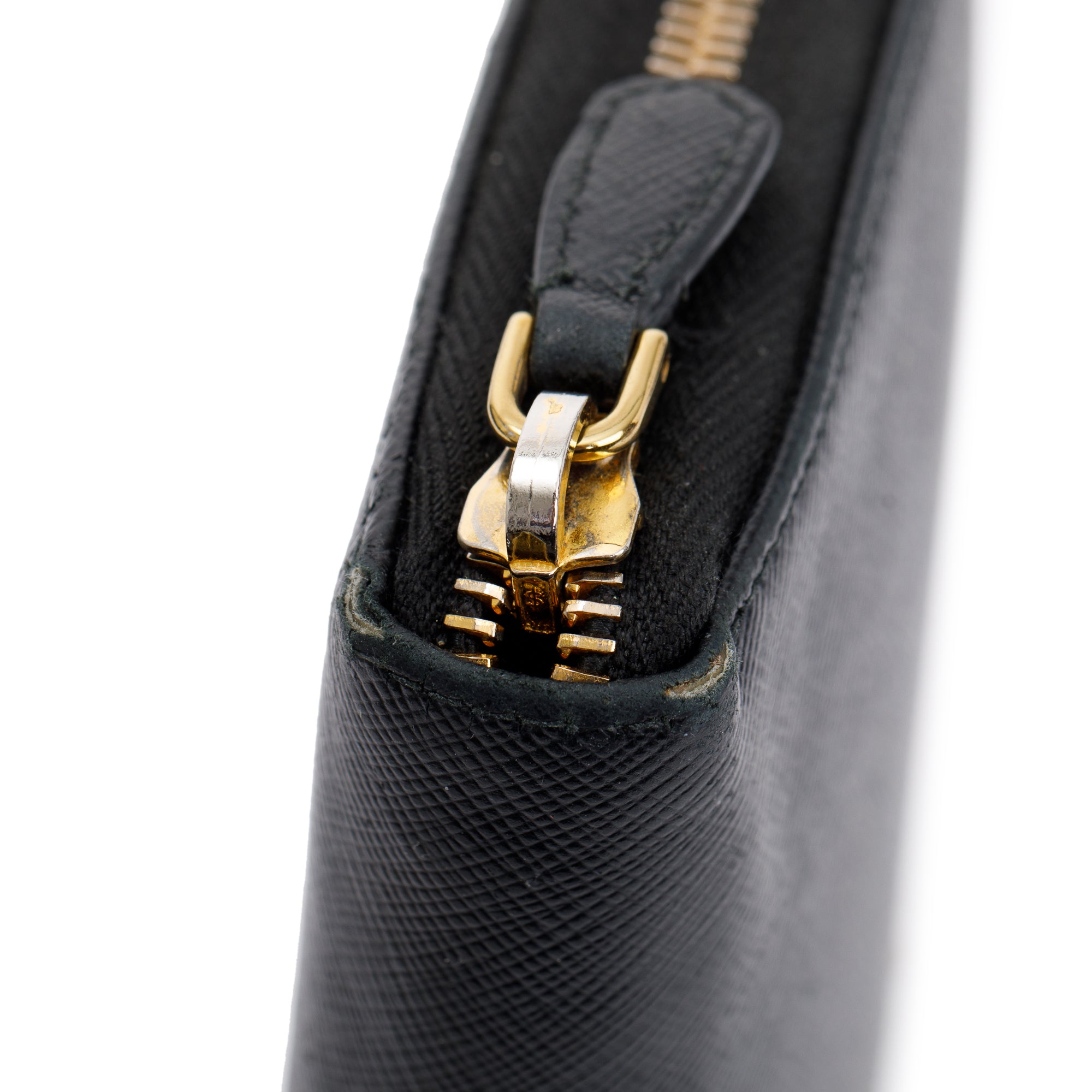 Prada Black Saffiano Zip Around Orgainzer Wallet w/ Box