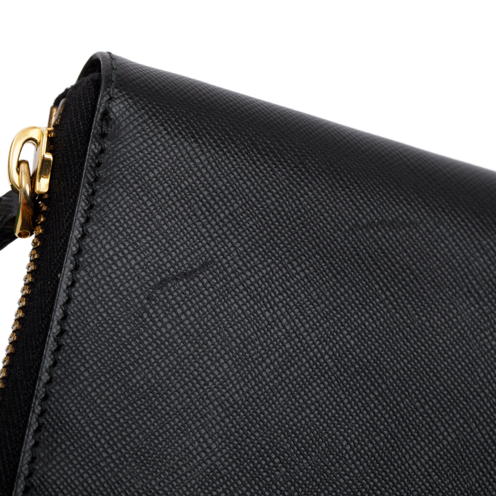 Prada Black Saffiano Zip Around Wallet