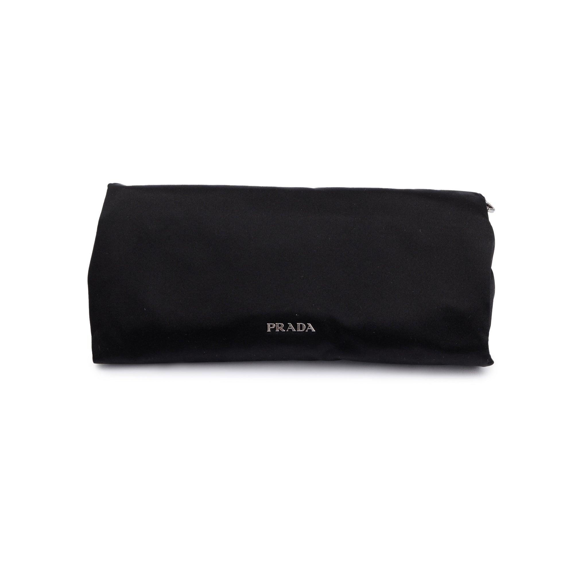 Prada Black Satin Crystal Embellished Chain Clutch