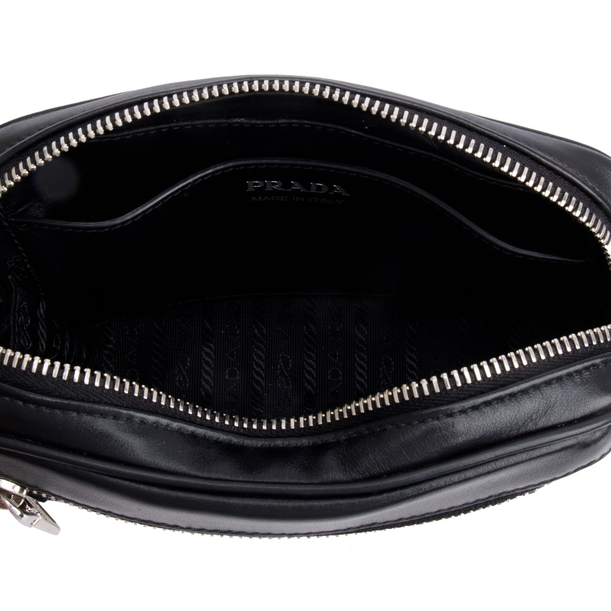 Prada Black Soft Calf Impuntu Logo Diagramme Camera Belt Bag w/ Authenticity Card
