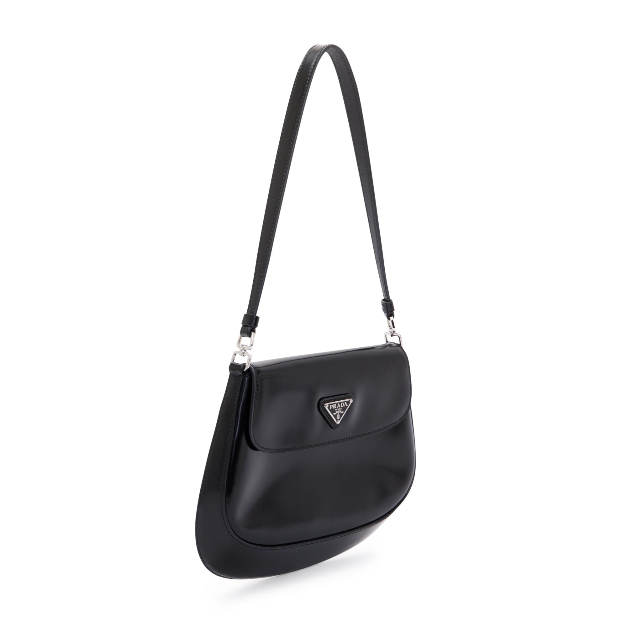 Prada Black Spazzolato Leather Cleo Flap Bag