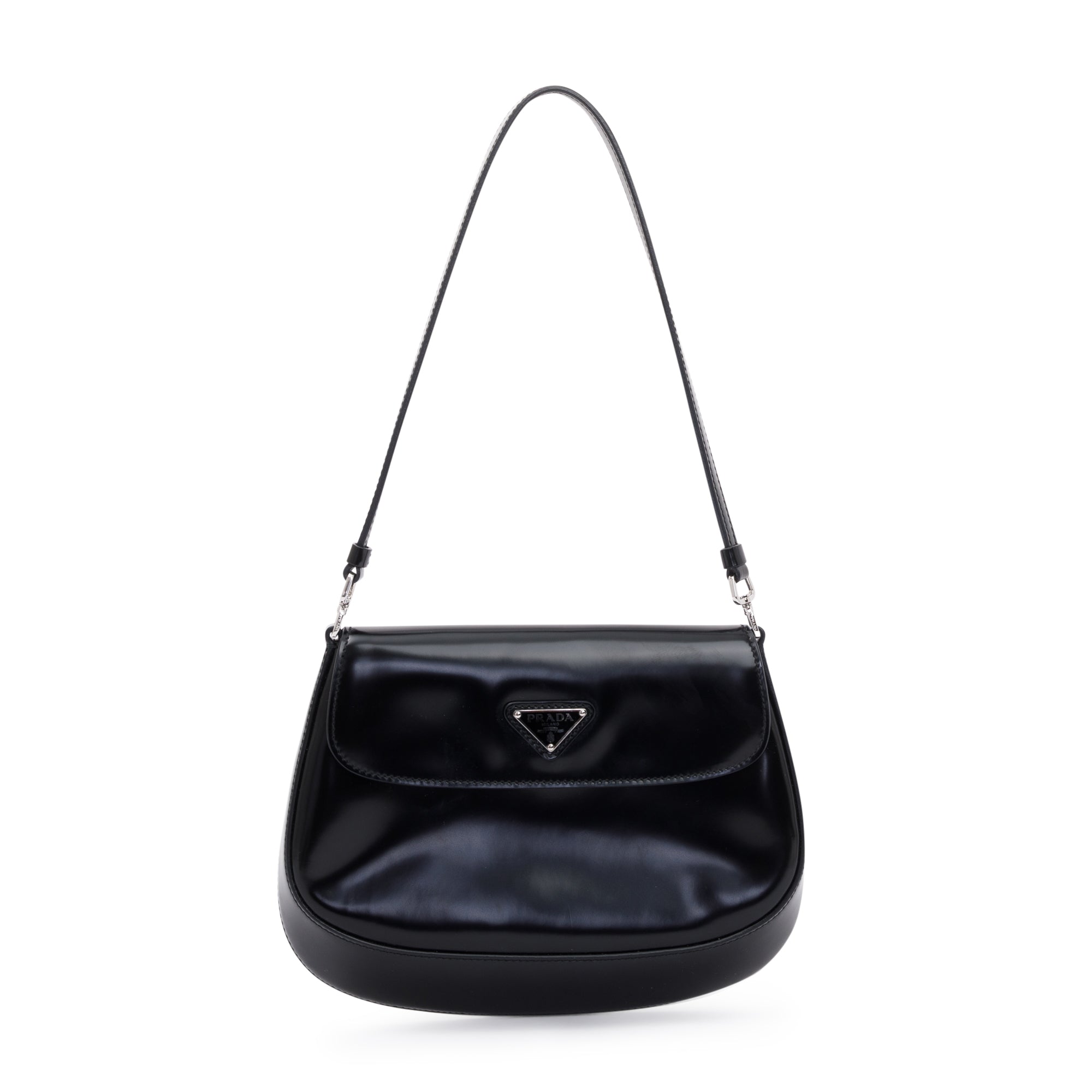Prada Black Spazzolato Leather Cleo Flap Bag