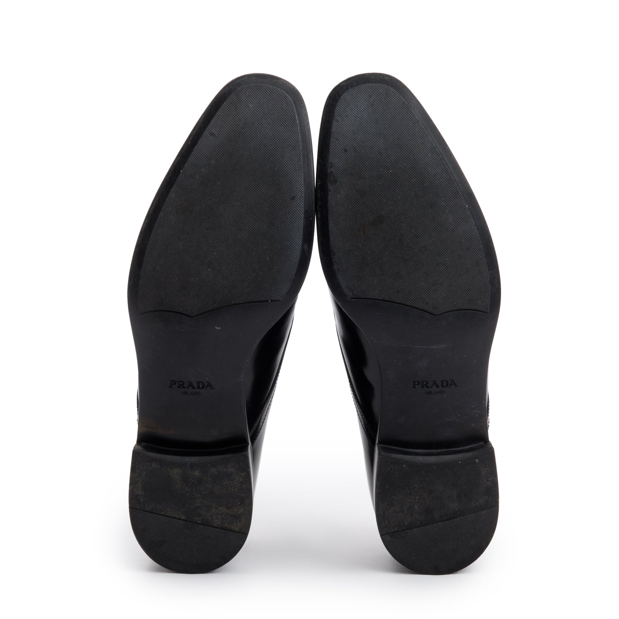 Prada Black Spazzolato Leather Laced Oxford Shoes, Size 7.5