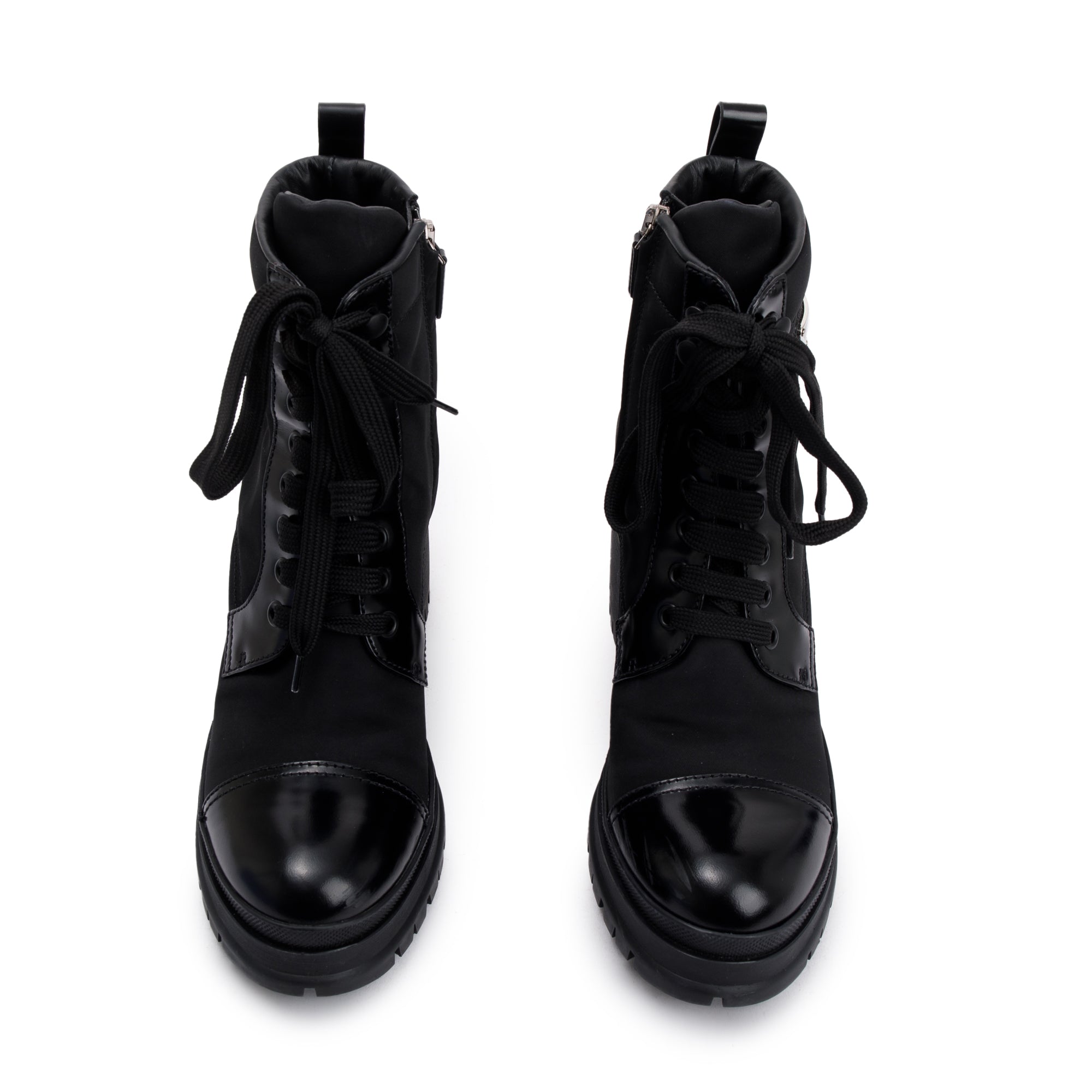 Prada Black Spazzolato Nylon Calzature Donna Boots, Size 37.5 w/ Box