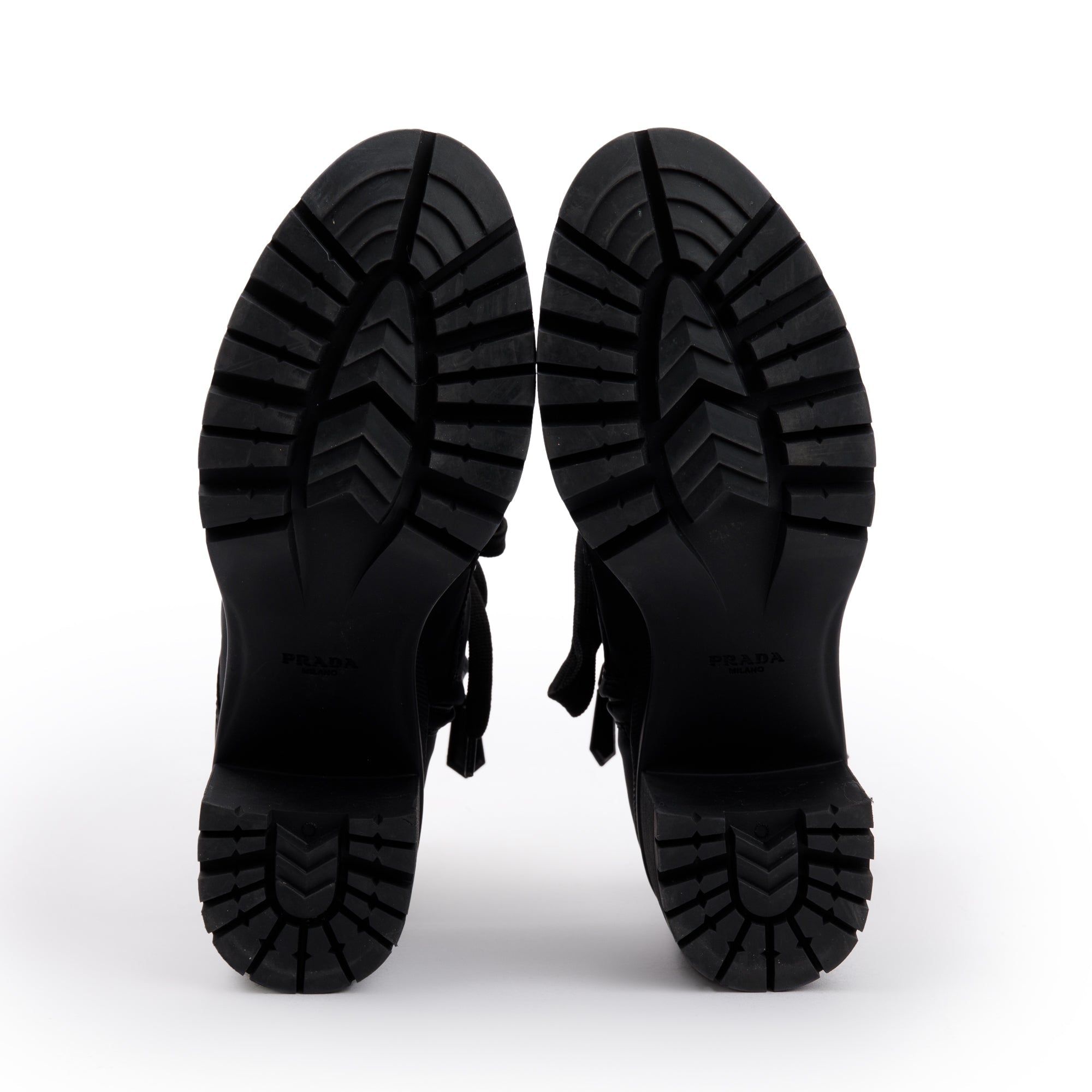 Prada Black Spazzolato Nylon Calzature Donna Boots, Size 37.5 w/ Box