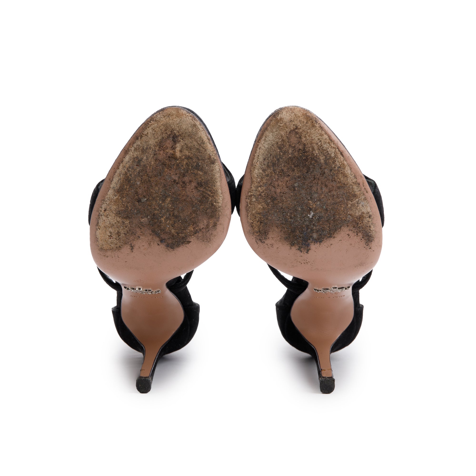 Prada Black Suede Wavy Strap Sandals, Size 35.5