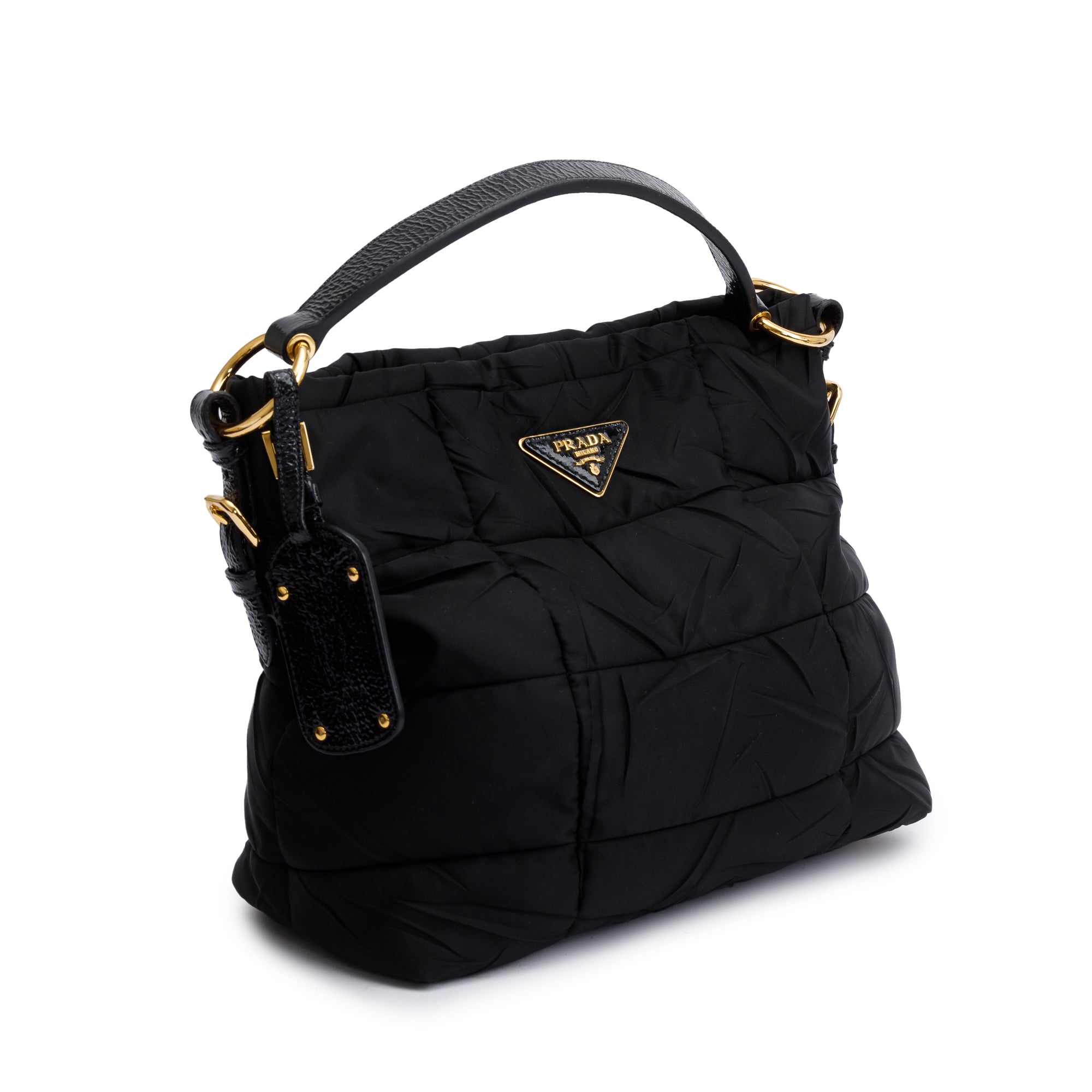 Prada Black Tessuto Impunture Hobo Bag
