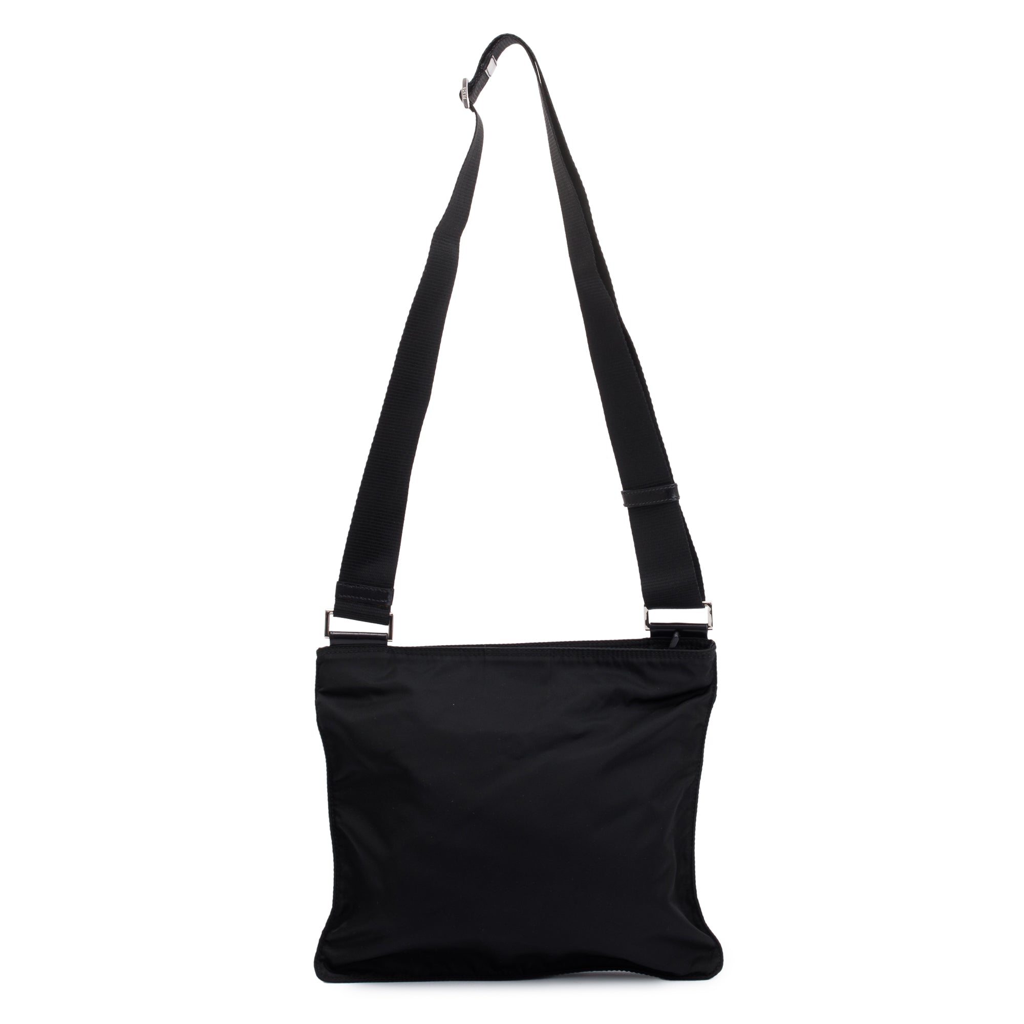 Prada Black Tessuto Nylon Flat Messenger Bag