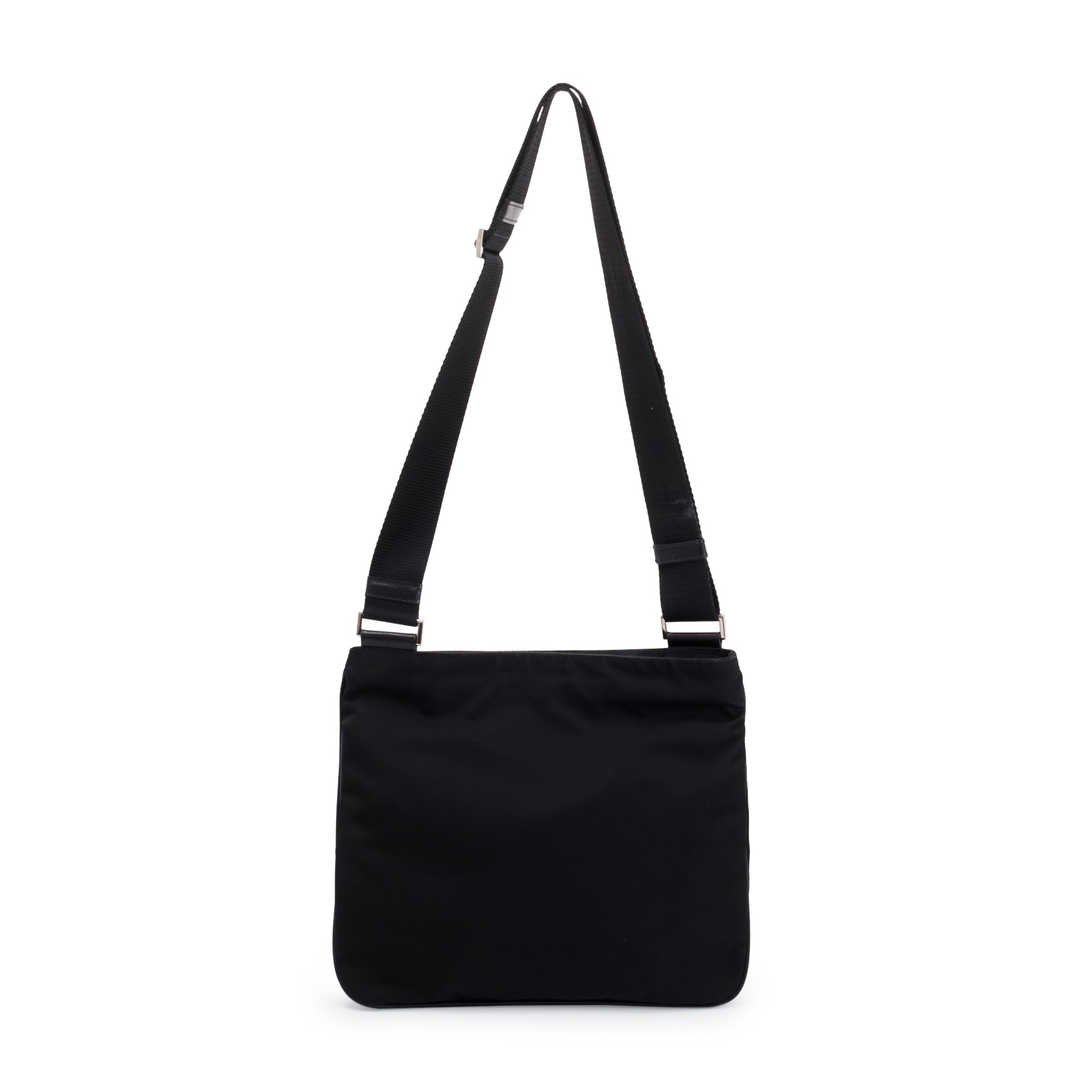 Prada Black Tessuto Nylon Flat Messenger Bag