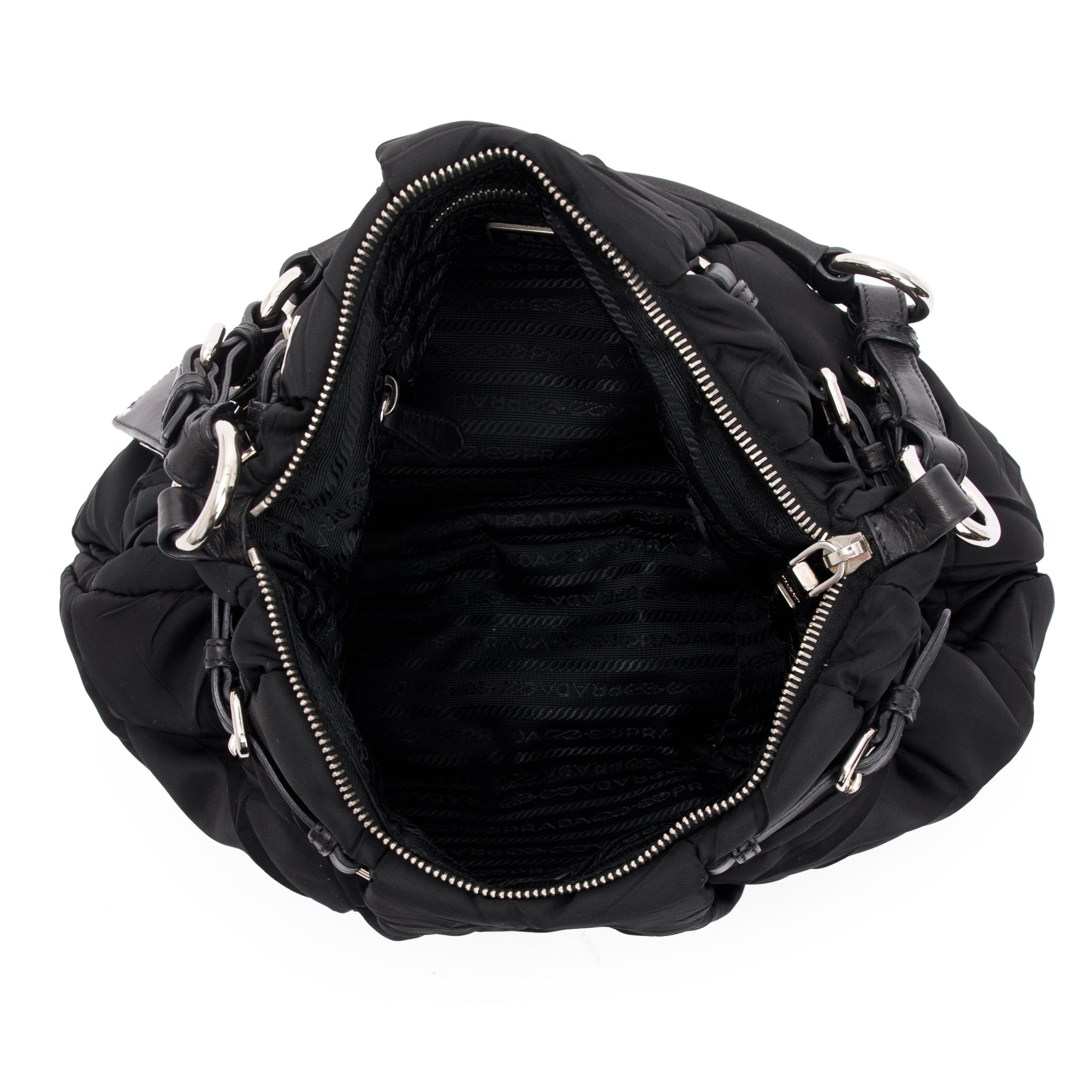 Prada Black Tessuto Nylon Gauffre Quilted Shoulder Bag