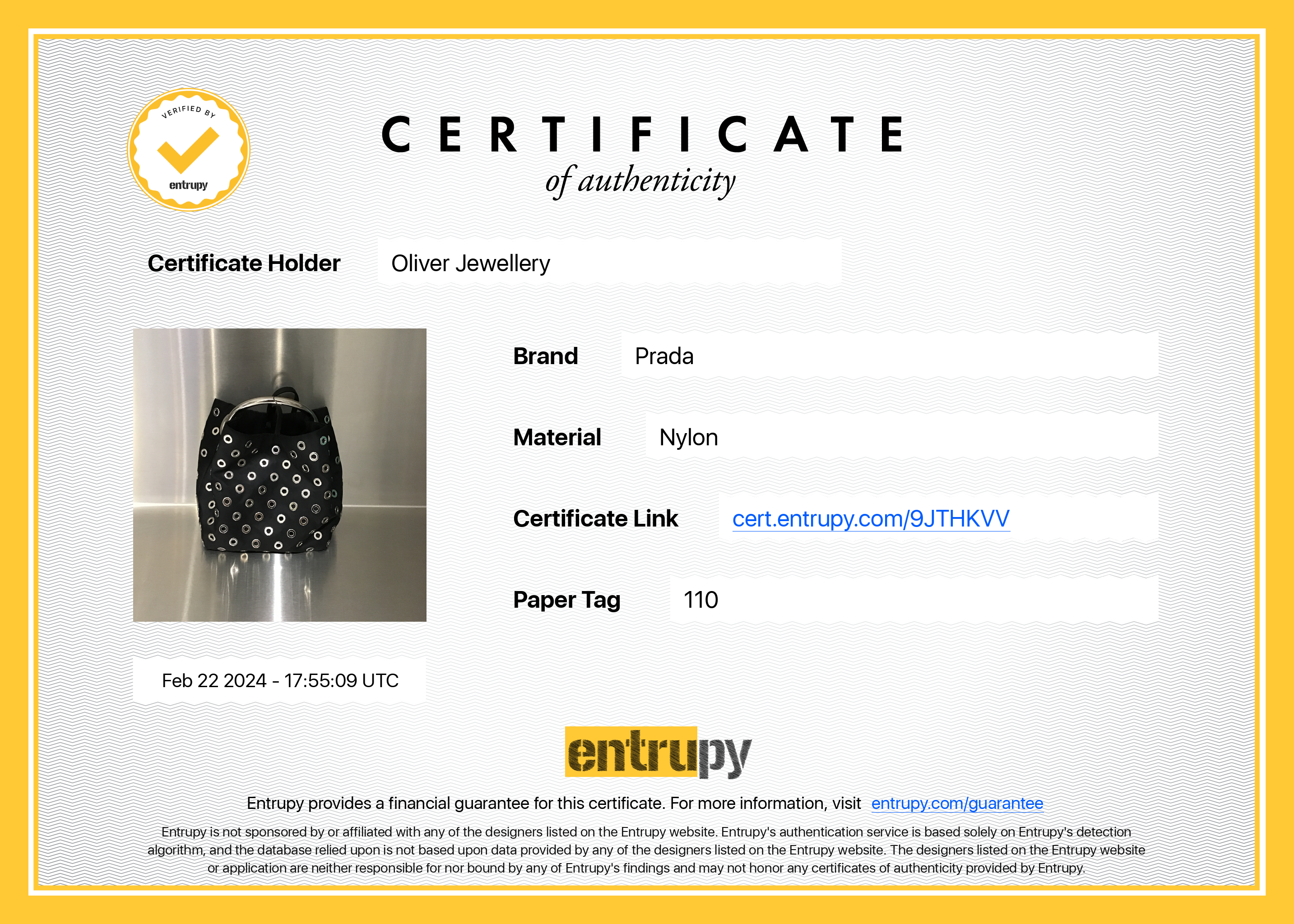 Prada Black Tessuto Nylon Grommet Ring Handle Bag