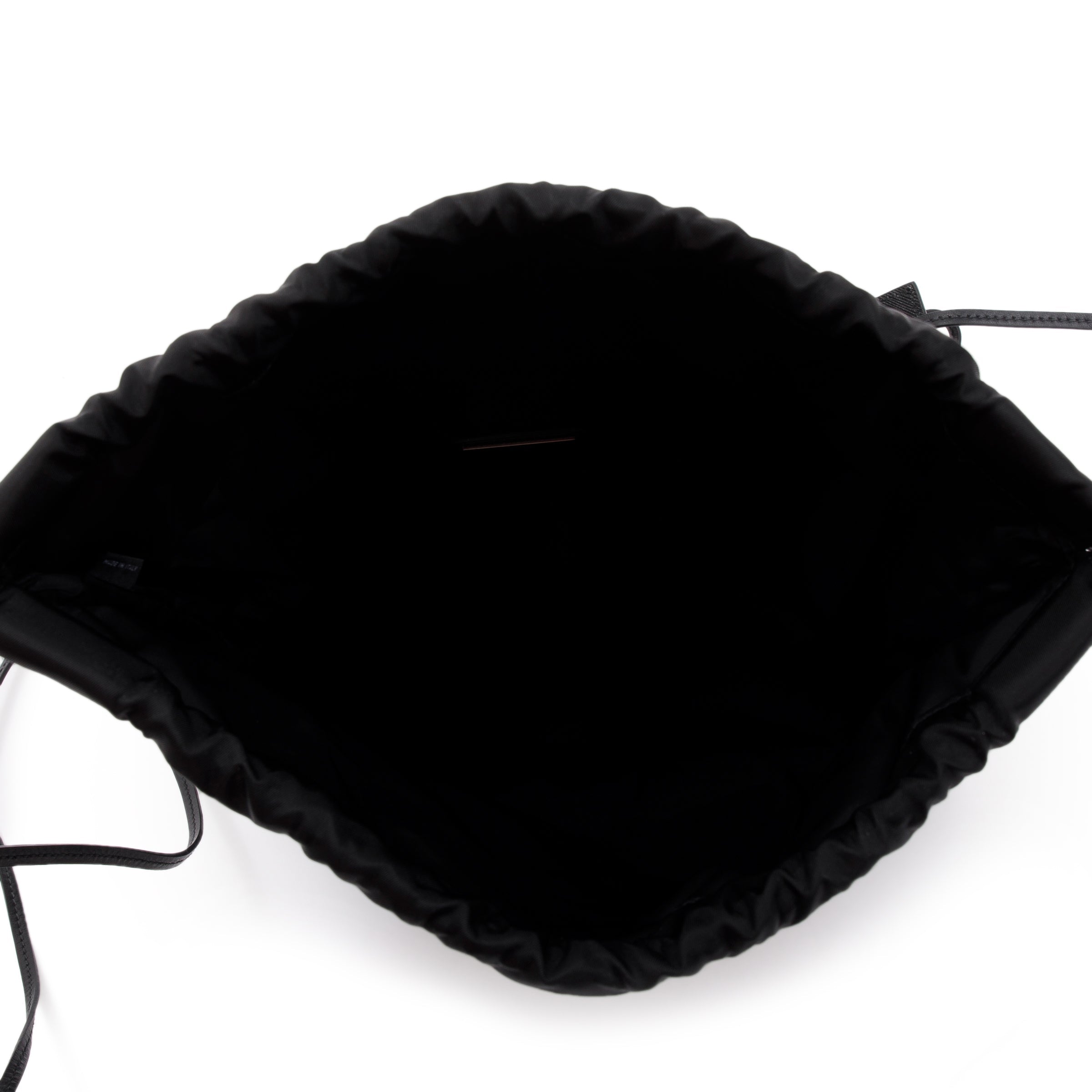 Prada Black Tessuto Nylon Whale Pocket Motif Drawstring Backpack