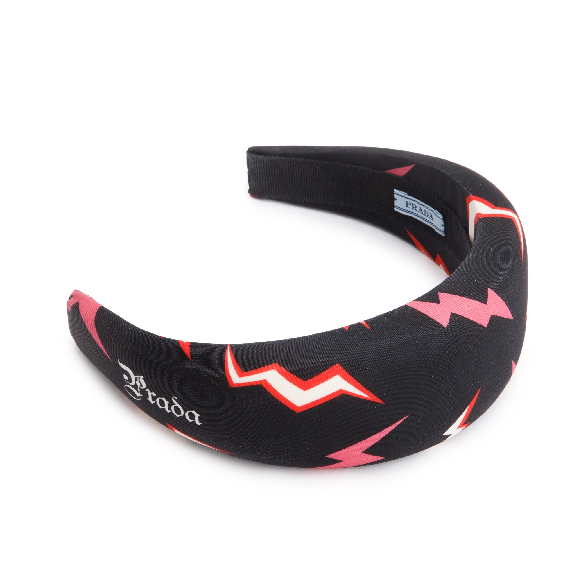 Prada Black Thunder Print Nylon Headband