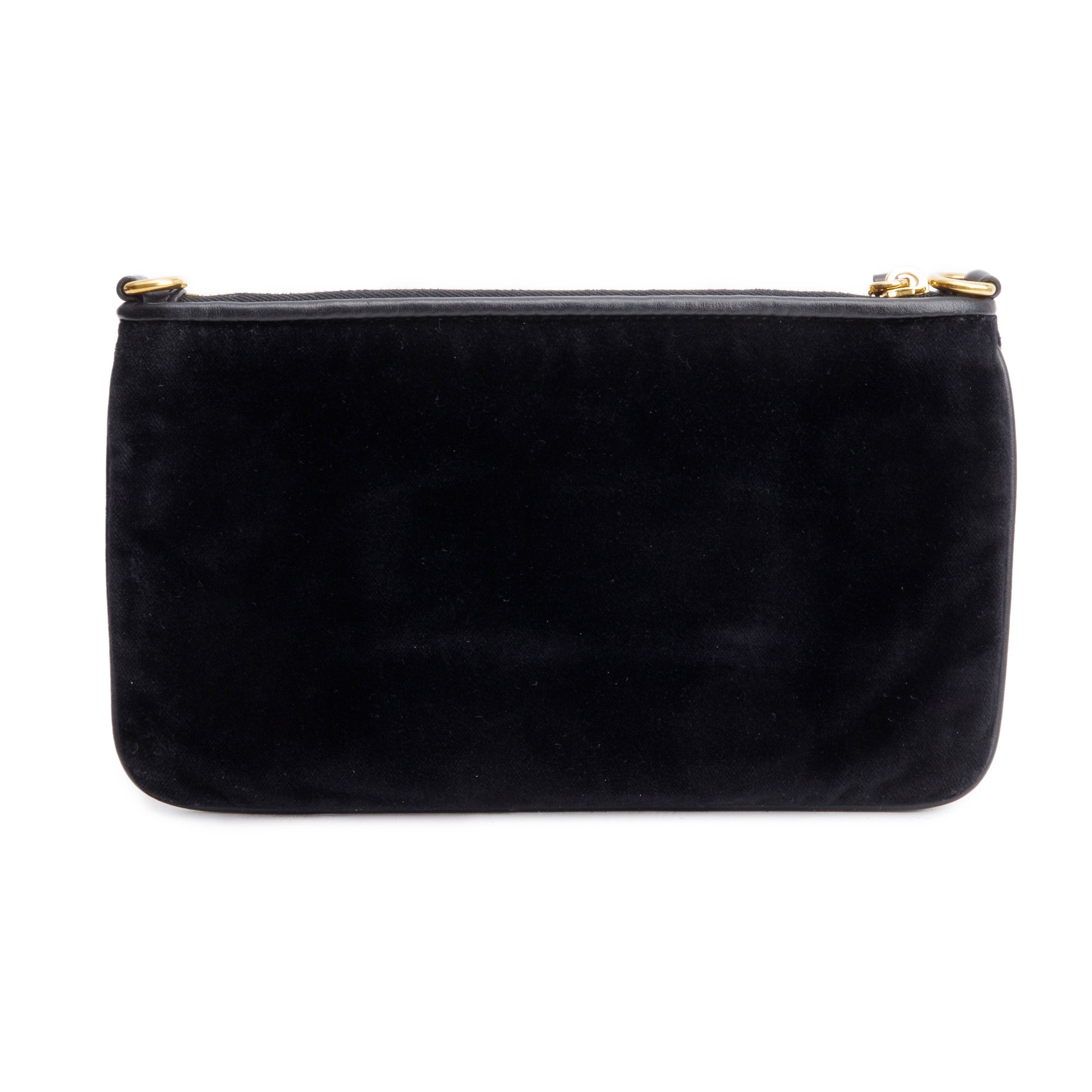 Prada Black Velluto Chain Clutch w/ Strap & Authenticity Card