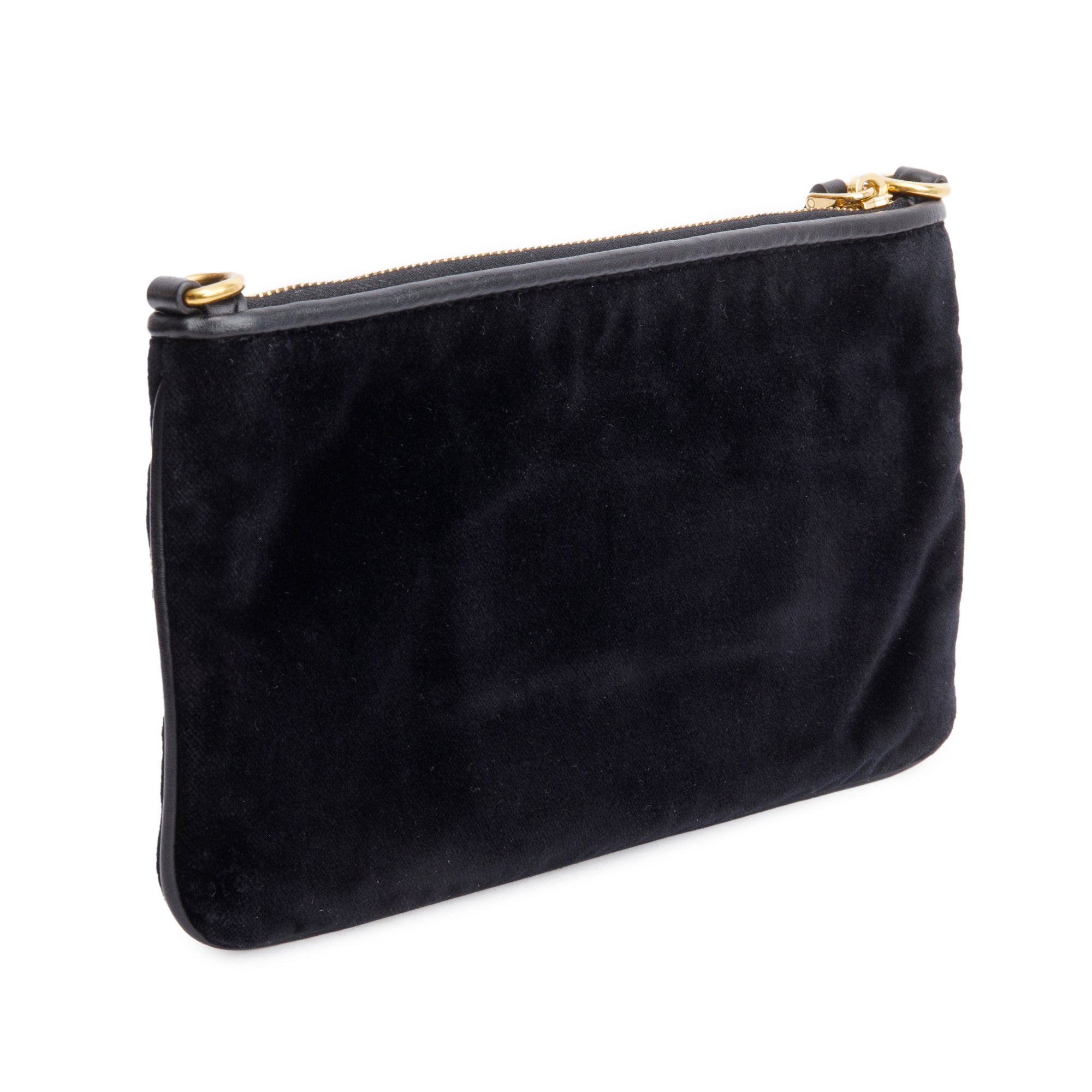 Prada Black Velluto Chain Clutch w/ Strap & Authenticity Card