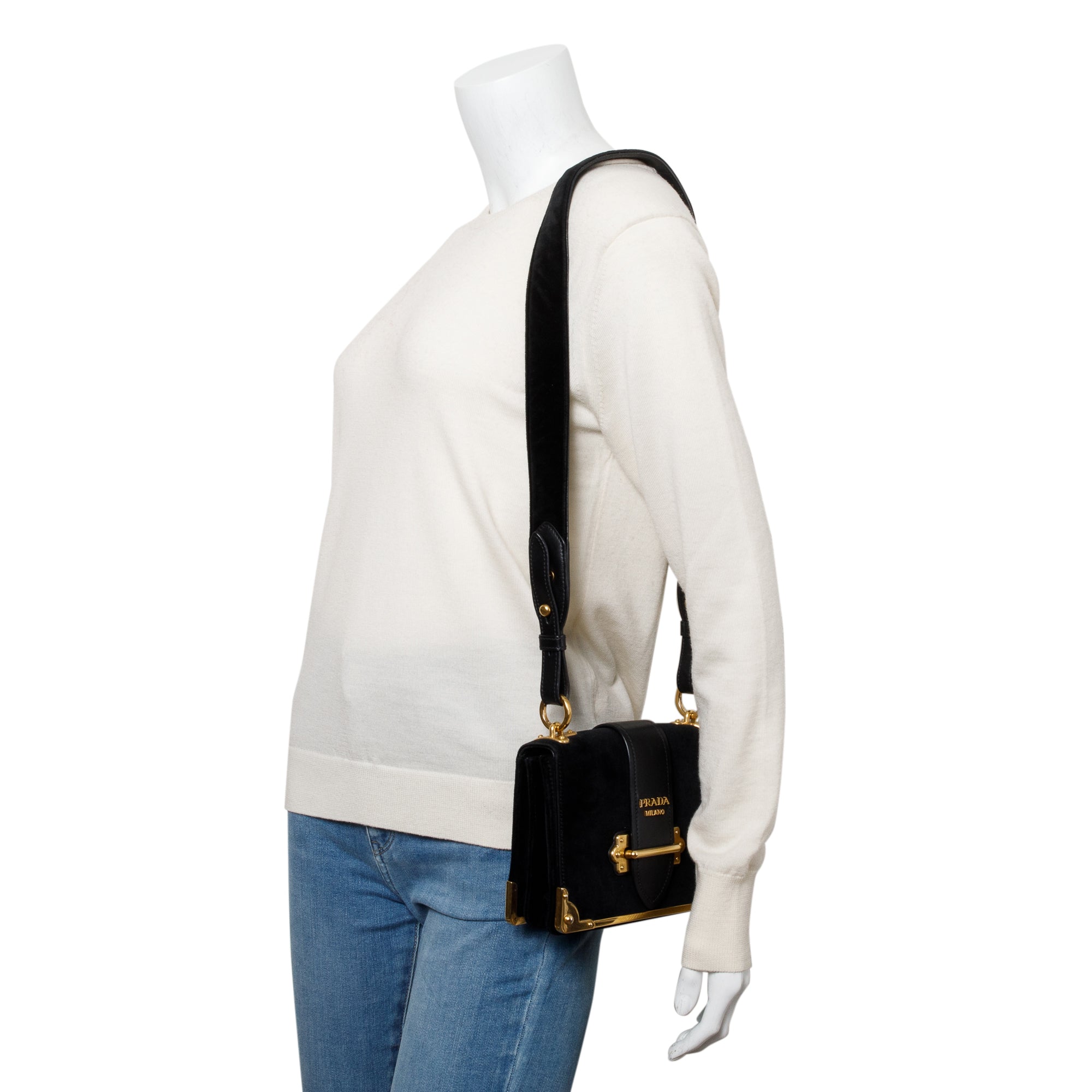 Prada Black Velluto City Calf Leather Cahier Bag