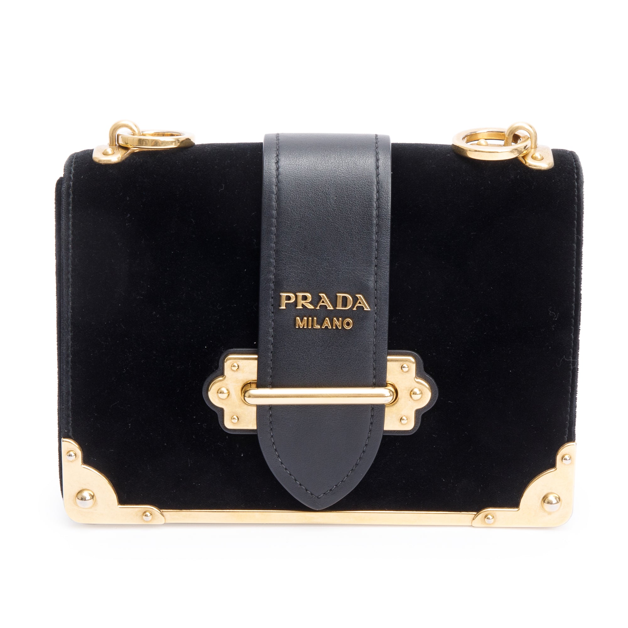 Prada Black Velluto City Calf Leather Cahier Bag