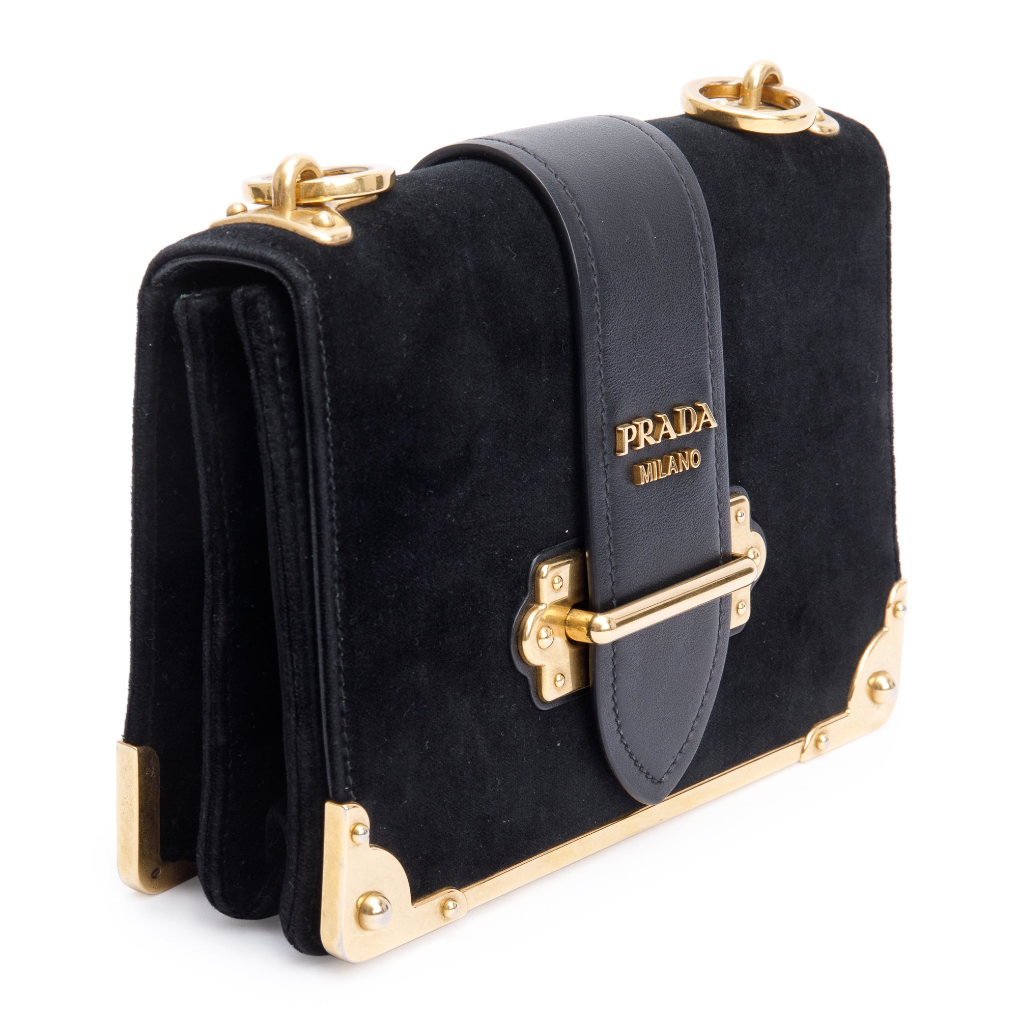 Prada Black Velluto City Calf Leather Cahier Bag