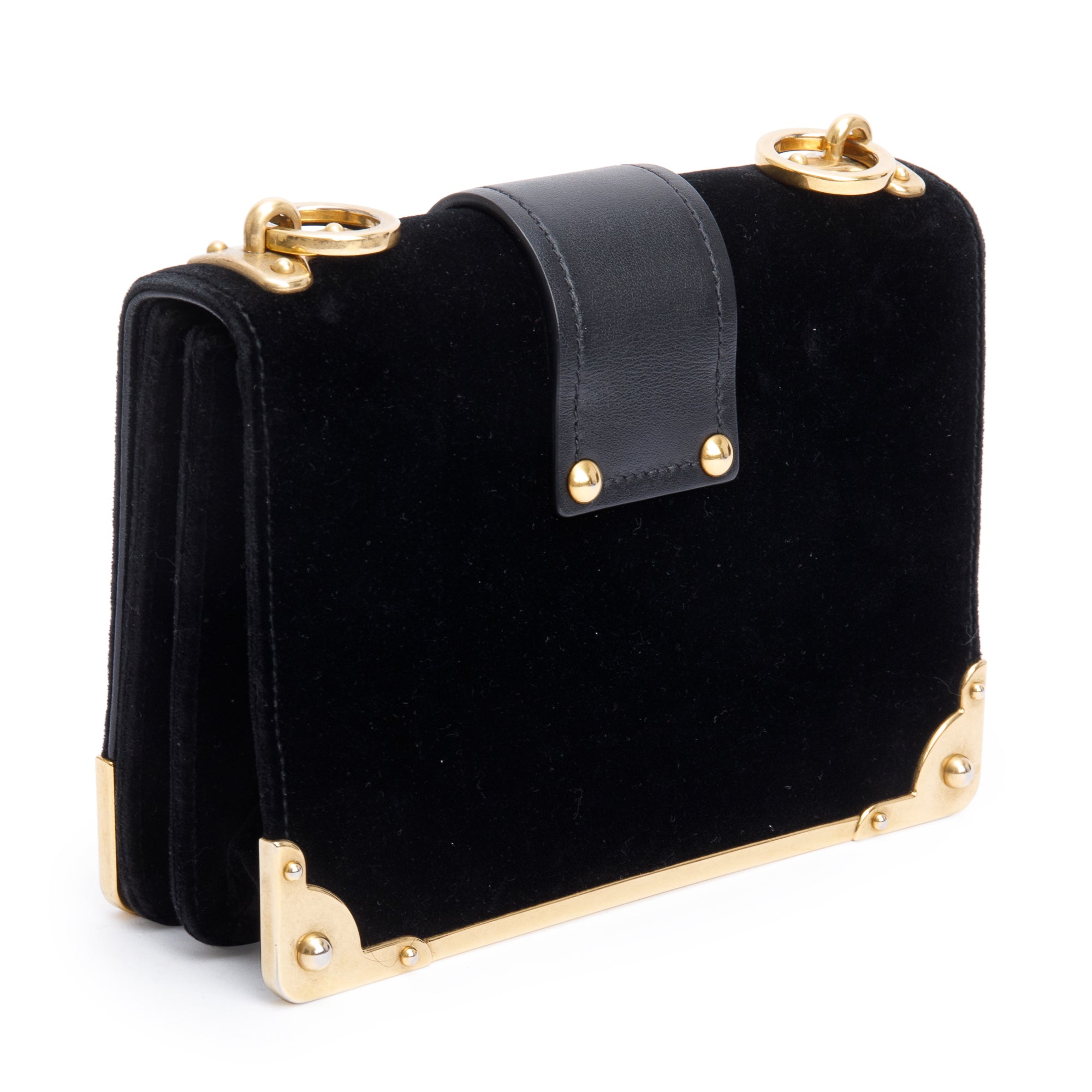 Prada Black Velluto City Calf Leather Cahier Bag