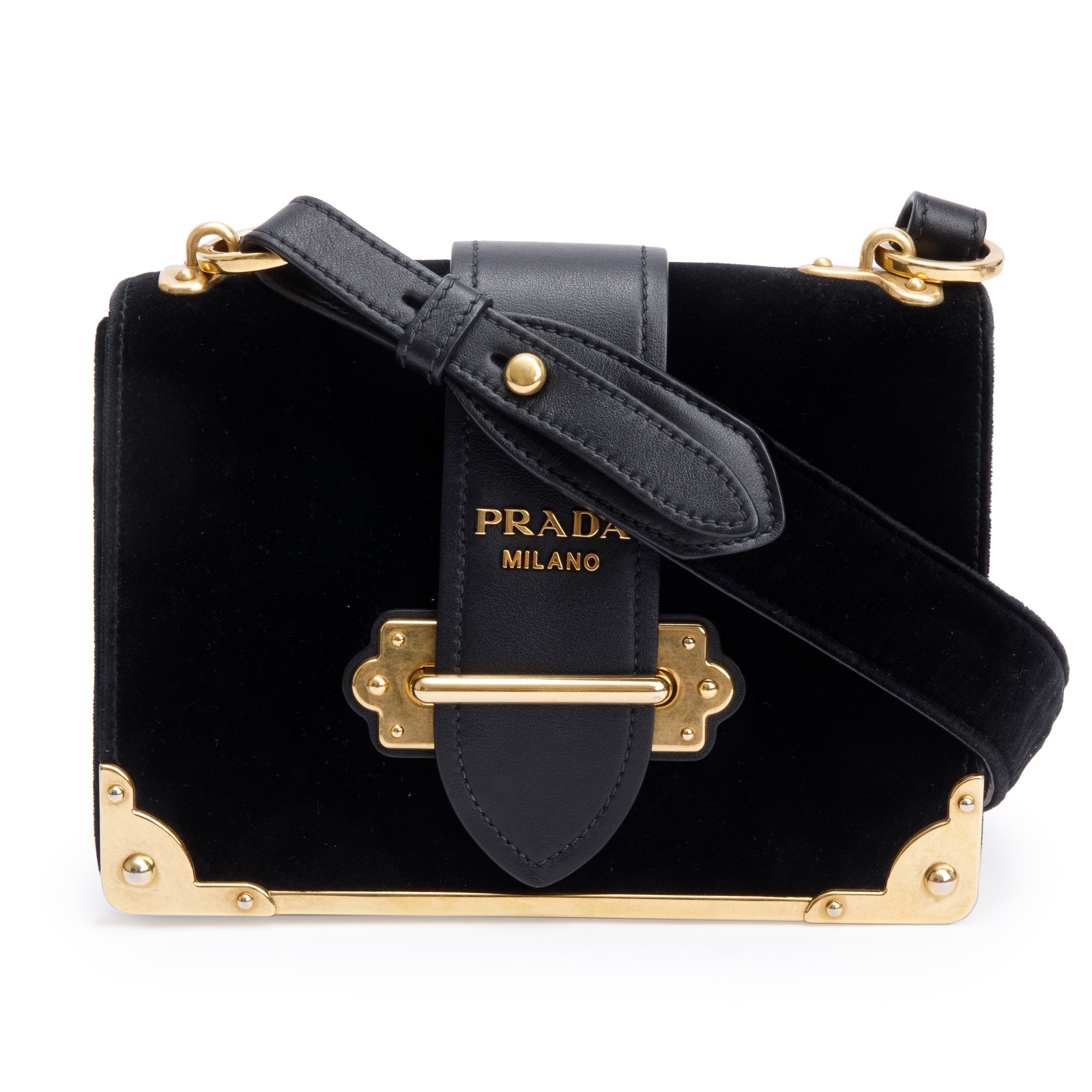 Prada Black Velluto City Calf Leather Cahier Bag