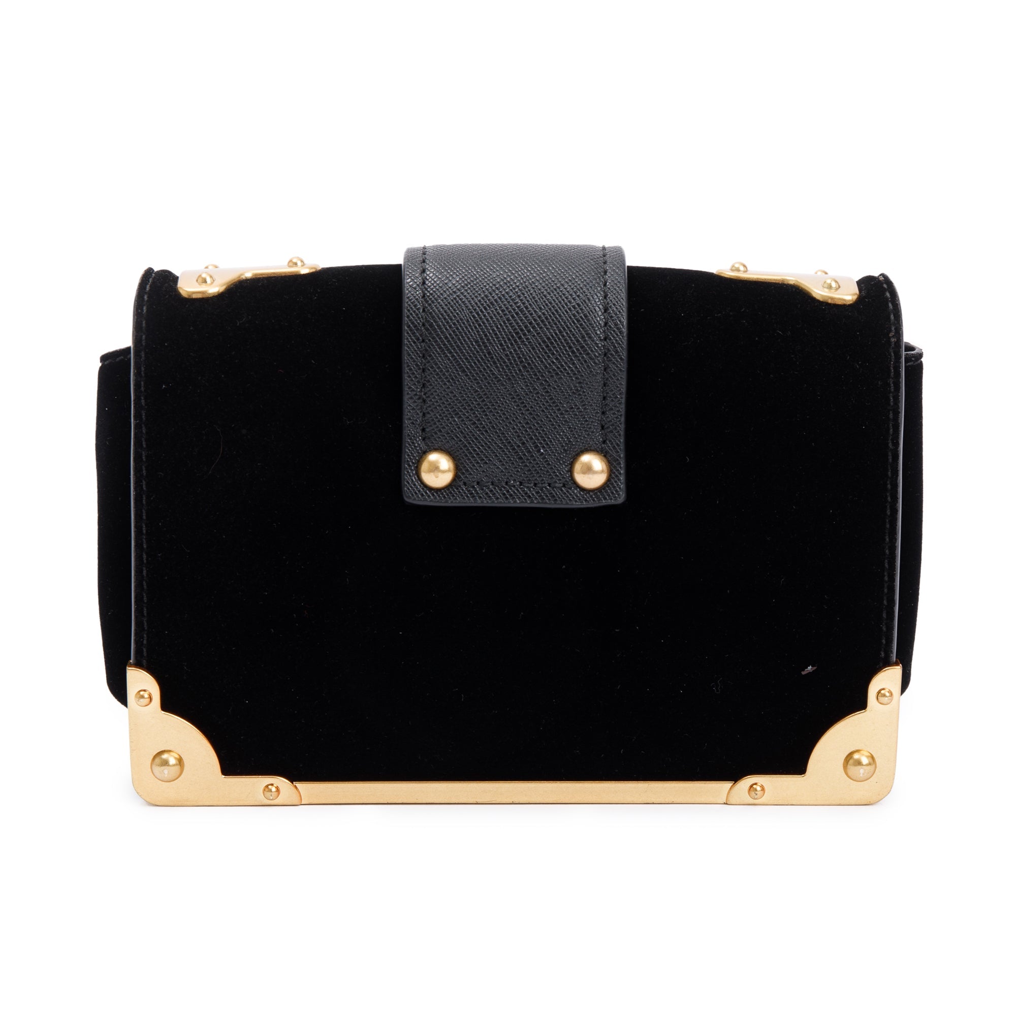 Prada Black Velvet Saffiano Astrology Cahier Bag