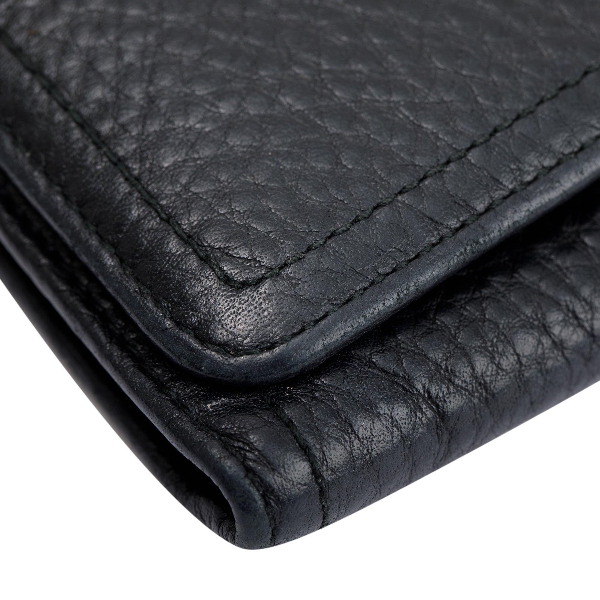 Prada Black Vitello Daino Continental Wallet