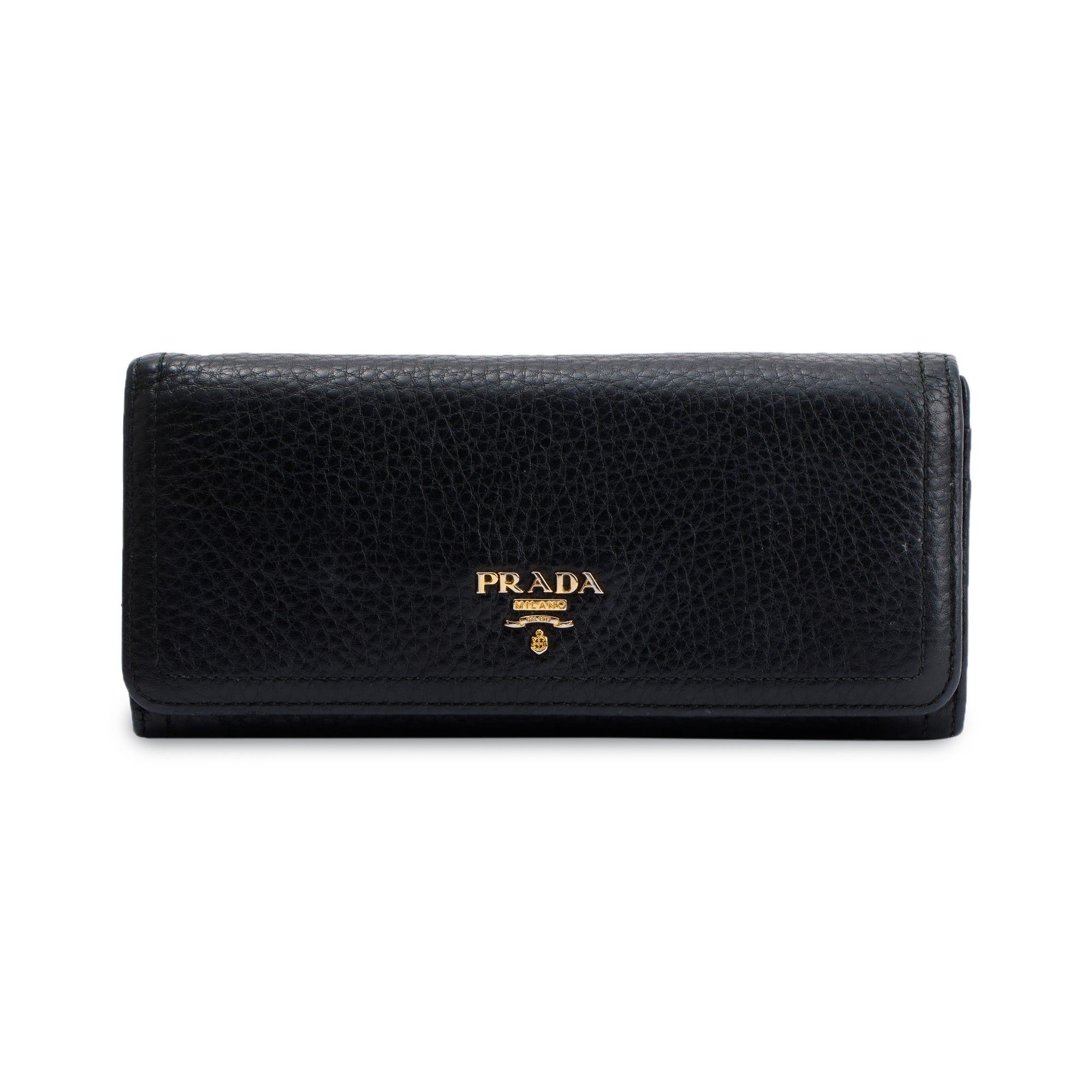 Prada Black Vitello Daino Continental Wallet